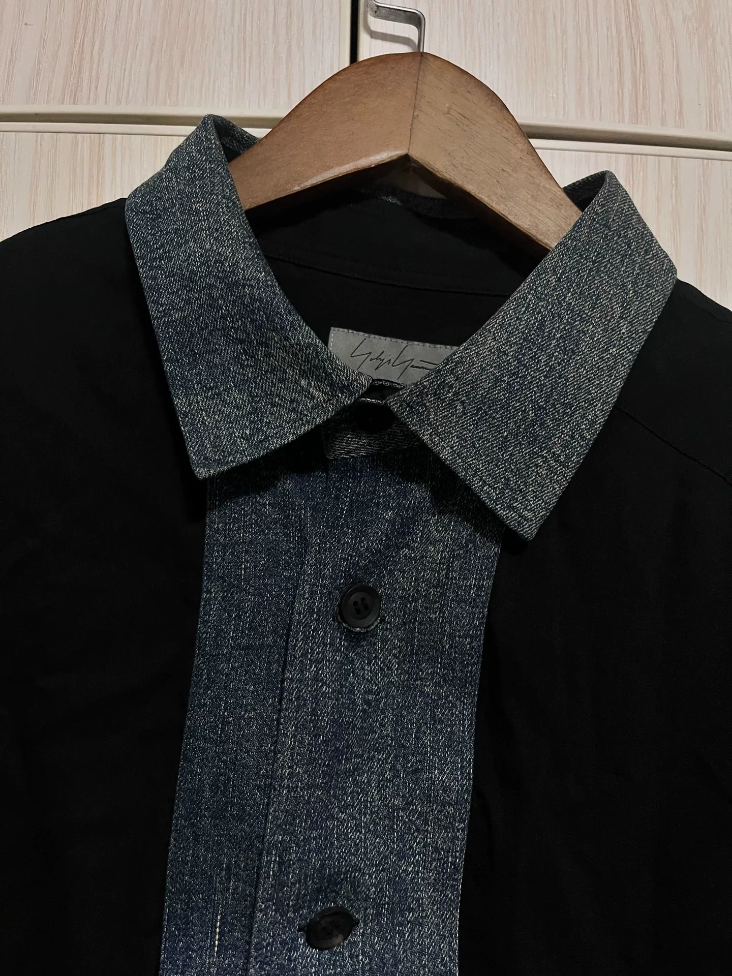 Yohji Yamamoto Denim Patchwork Shirt — detail
