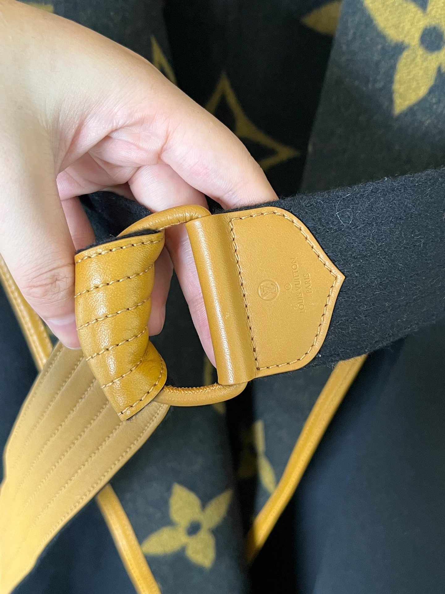 Louis Vuitton Belted Wool Coat — detail