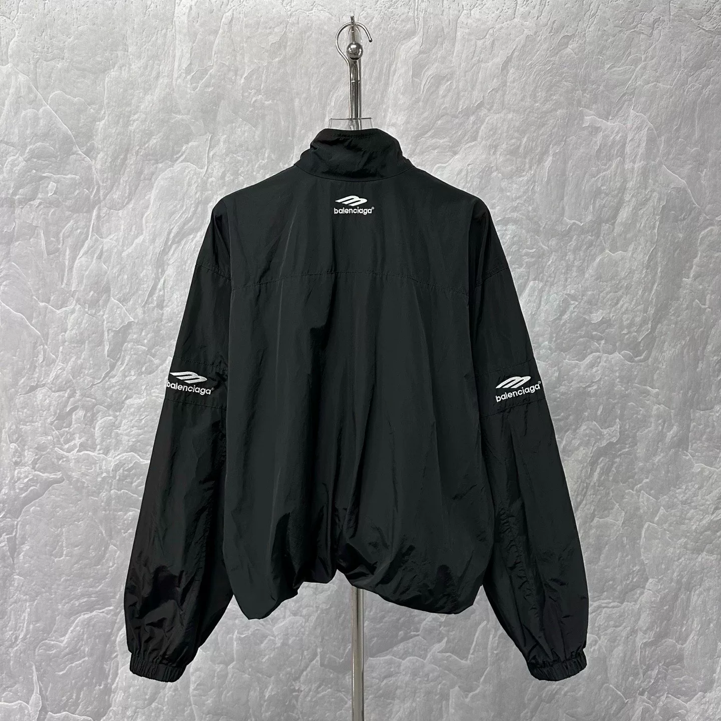 Balenciaga 3B Embroidered Stand Collar Zip Jacket — back
