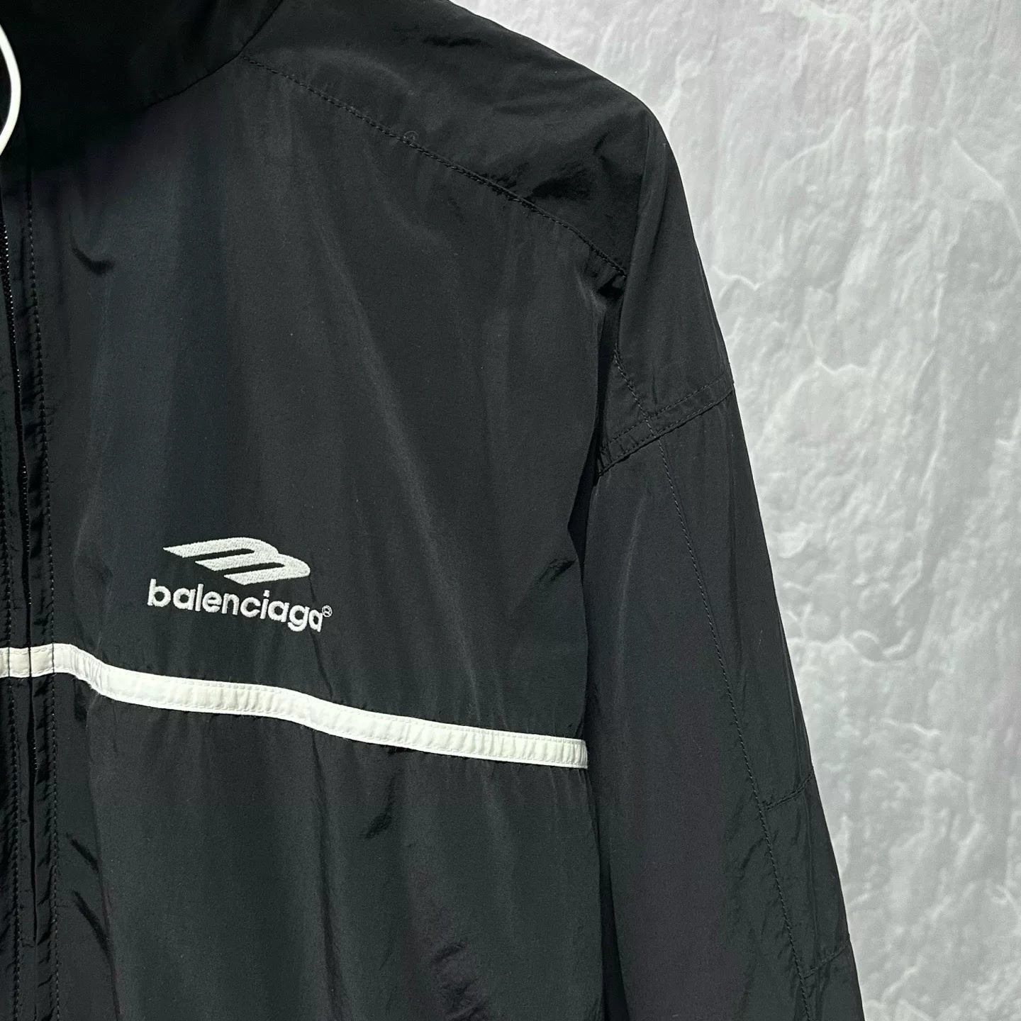Balenciaga 3B Embroidered Stand Collar Zip Jacket — detail