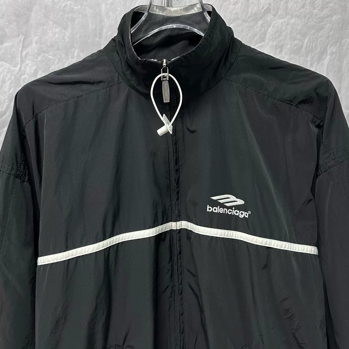 Balenciaga 3B Embroidered Stand Collar Zip Jacket — front