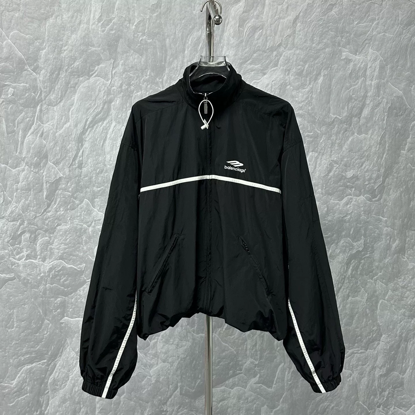 Balenciaga 3B Embroidered Stand Collar Zip Jacket