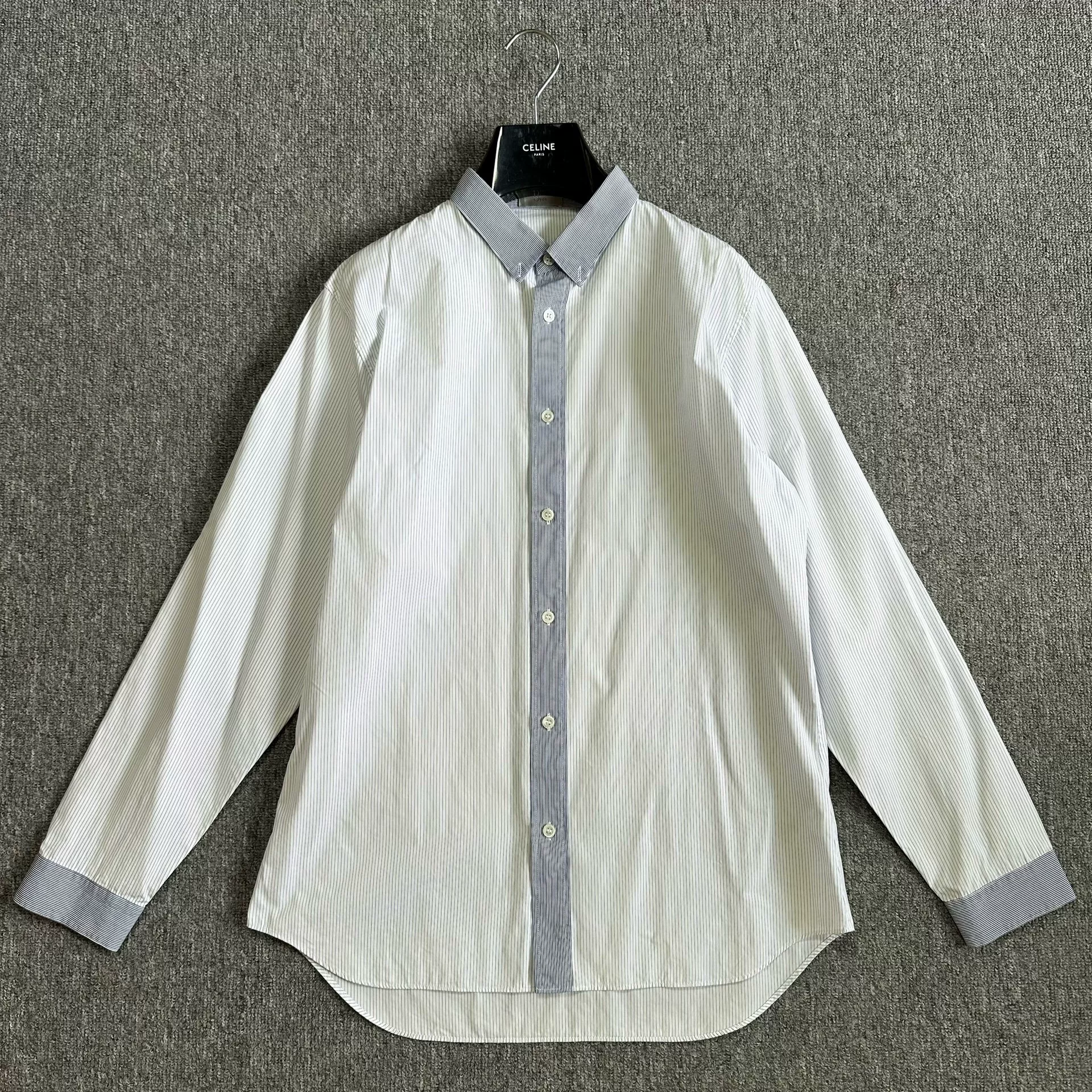Dior White Gray Striped Long-Sleeve Shirt