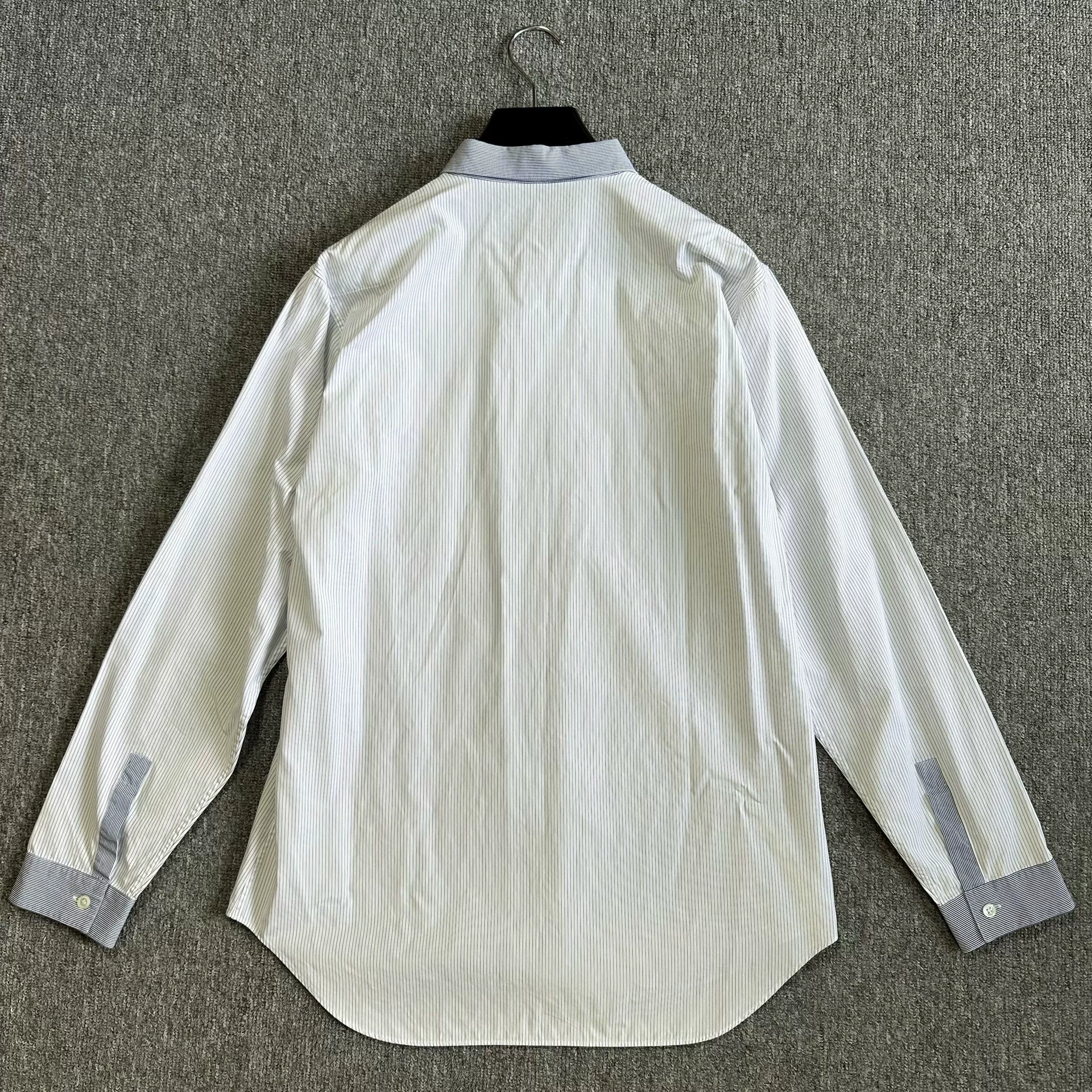 Dior White Gray Striped Long-Sleeve Shirt — back