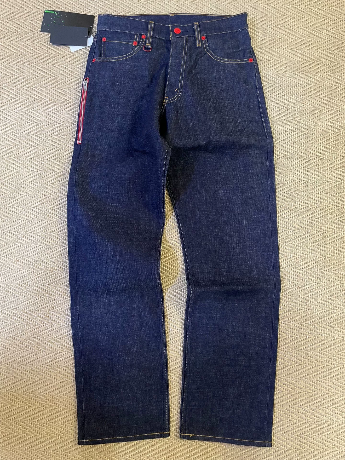 FENOM X AFFA Red Ghost Raw Unwashed Jeans — front