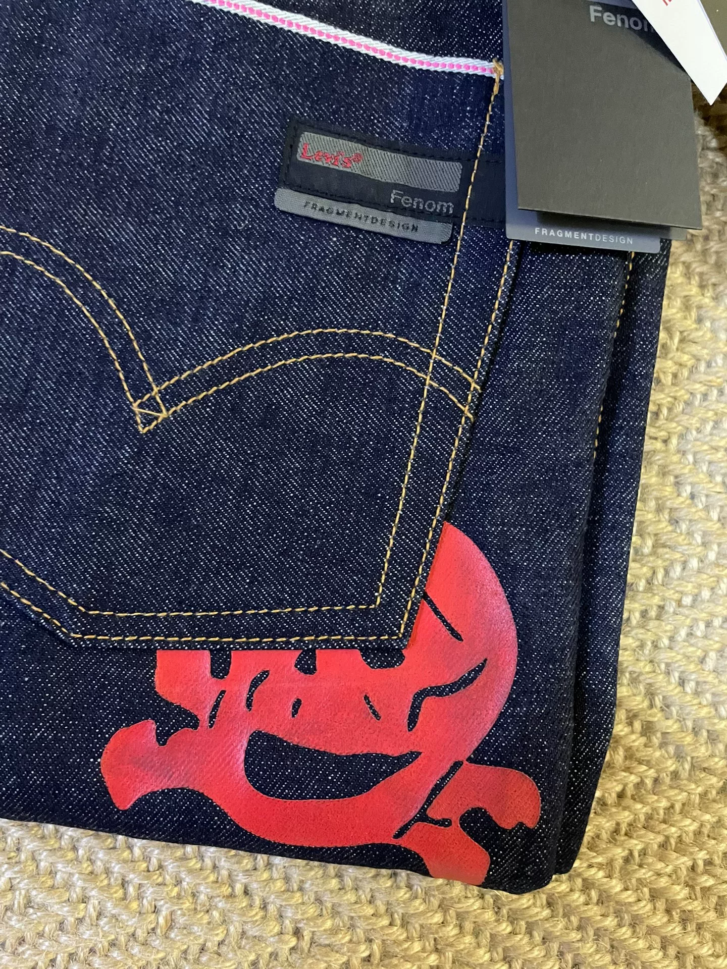 FENOM X AFFA Red Ghost Raw Unwashed Jeans — back