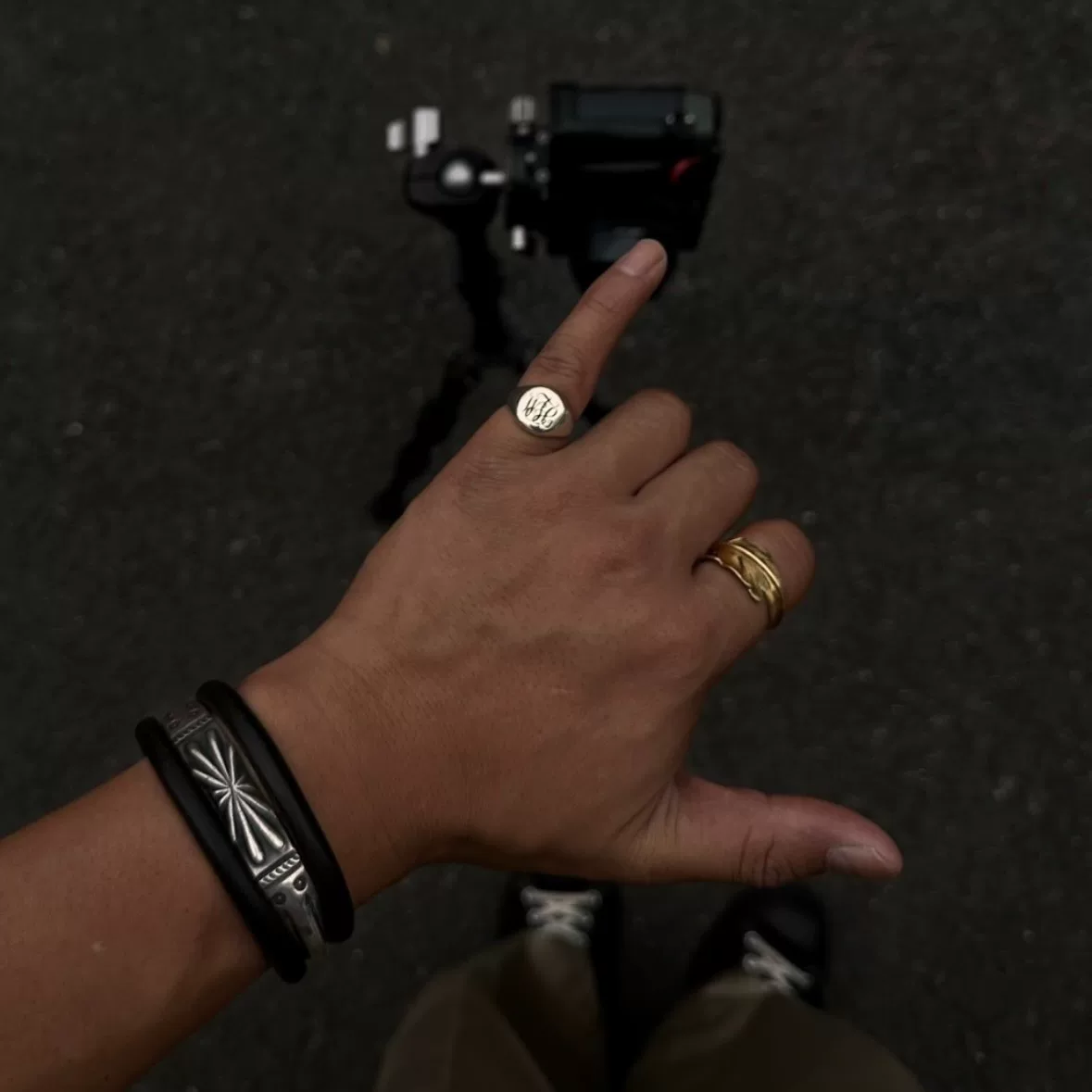 TWC Vintage Floral Script Pinky Ring — label
