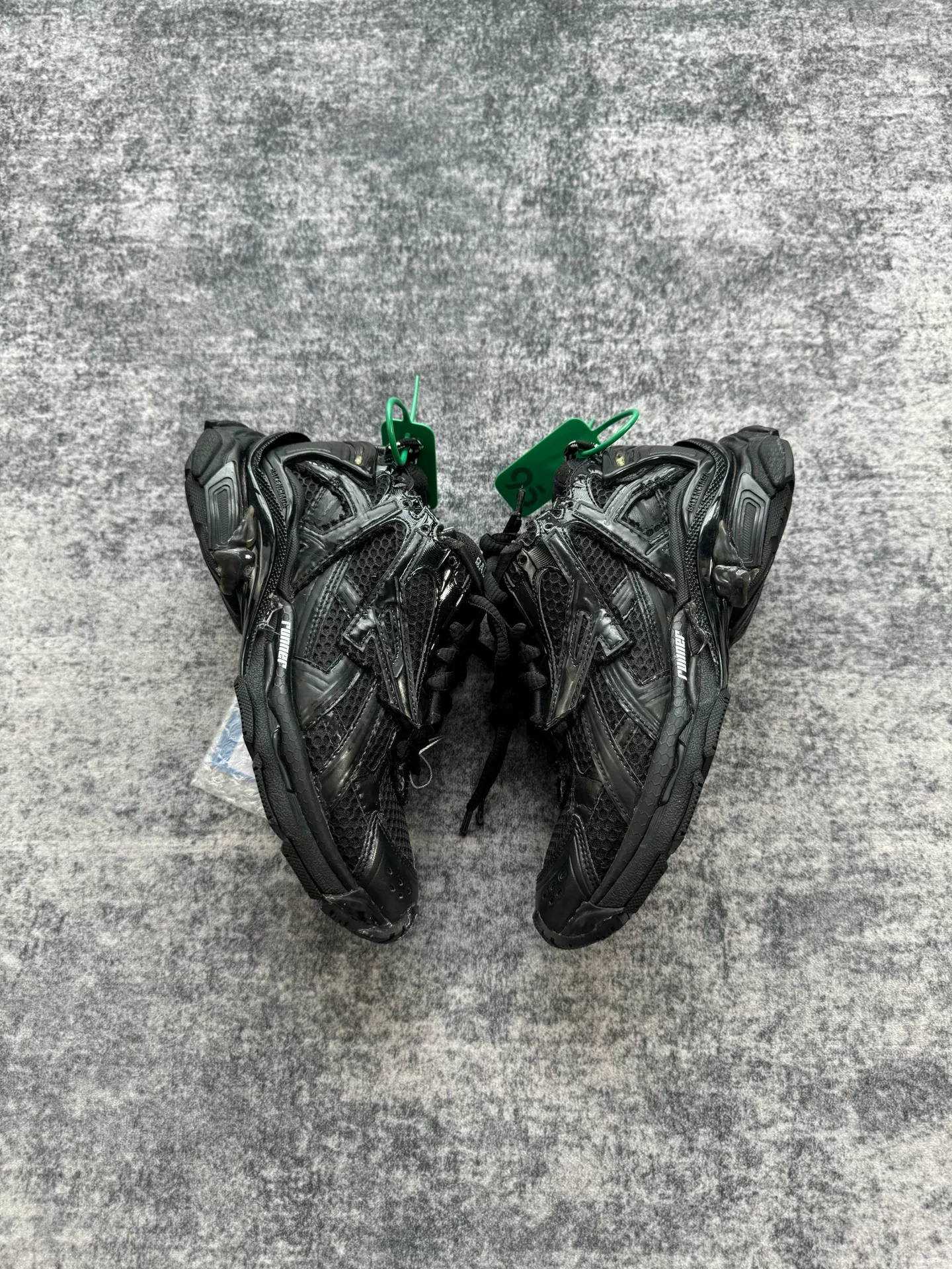 Balenciaga Black Distressed Runner Sneakers — detail