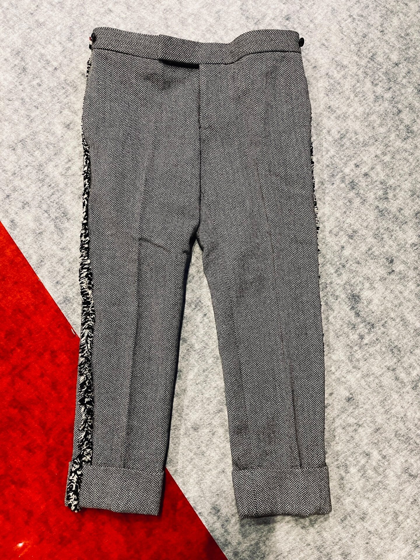 Thom Browne Low Rise Herringbone Wool Trousers