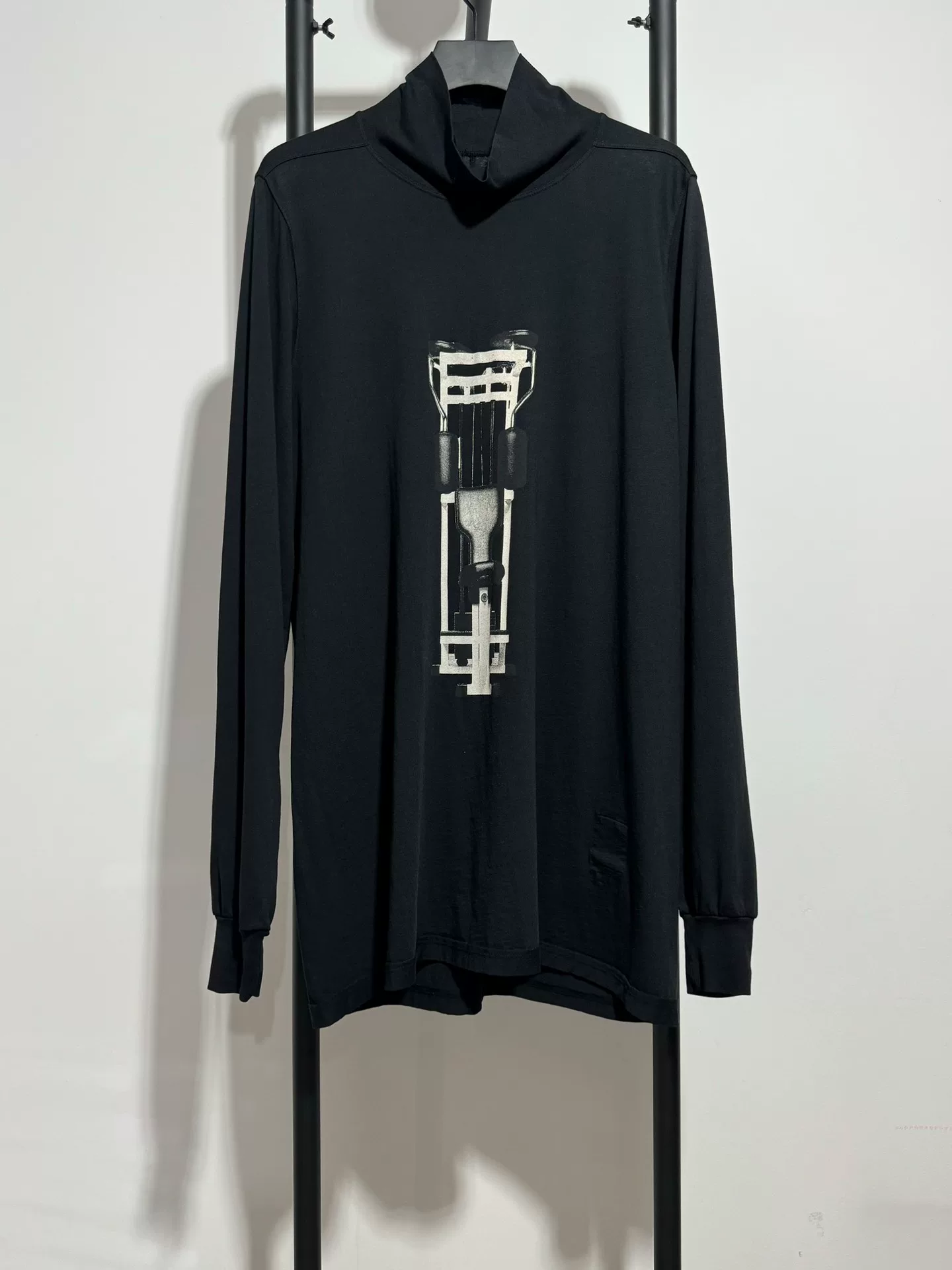 Rick Owens Black High-Neck Graphic T-Shirt