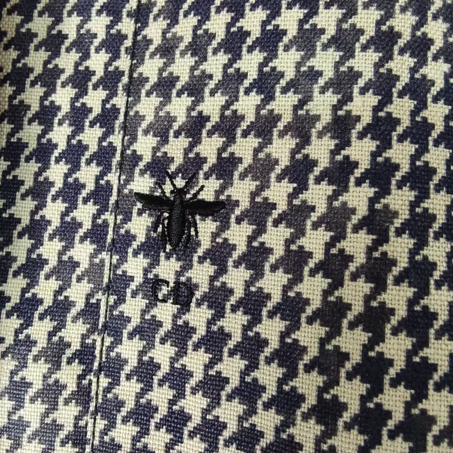 Dior Houndstooth Double-Breasted Lapel Blazer — detail