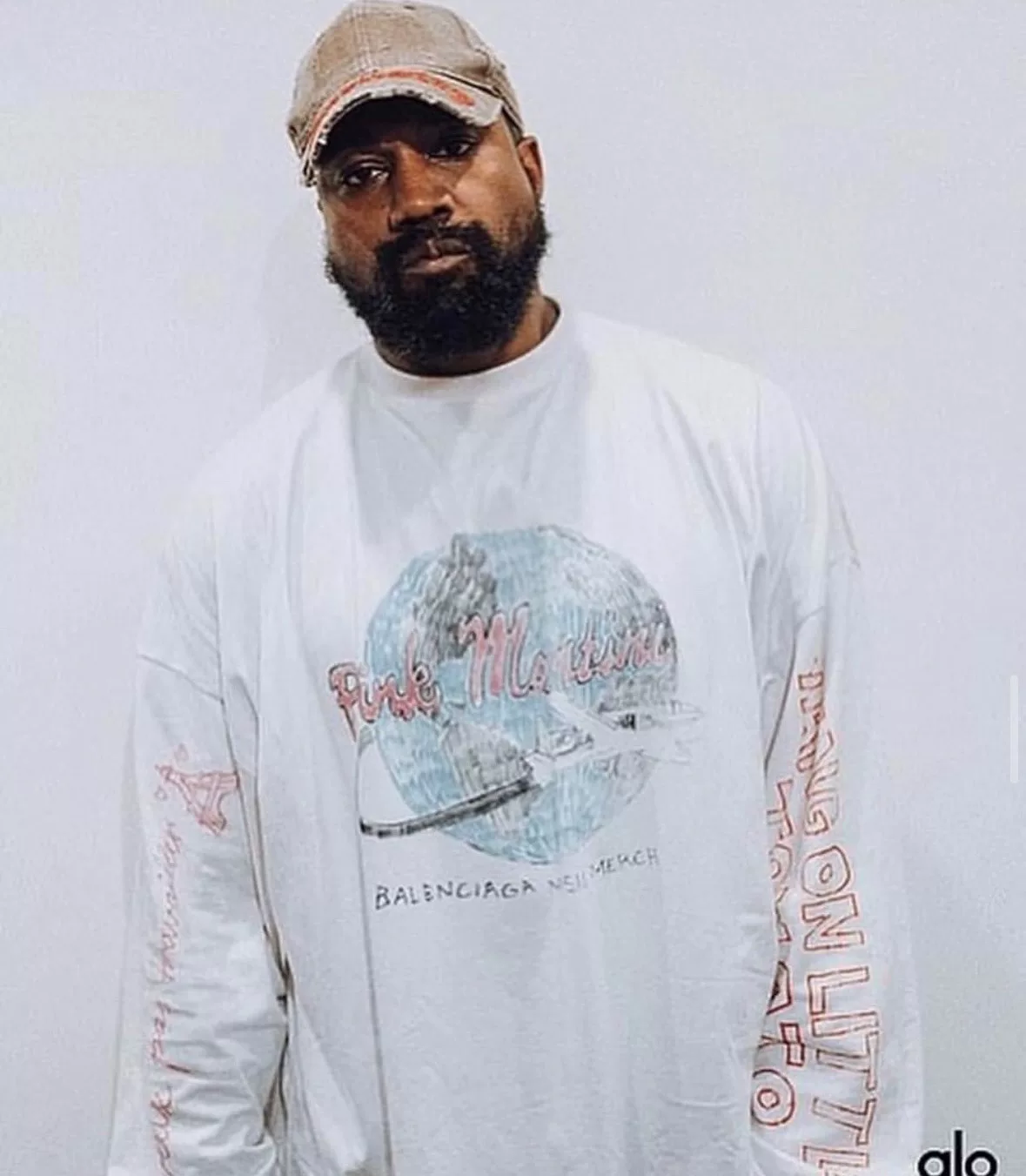 Balenciaga Pink Martini White Hoodie — front