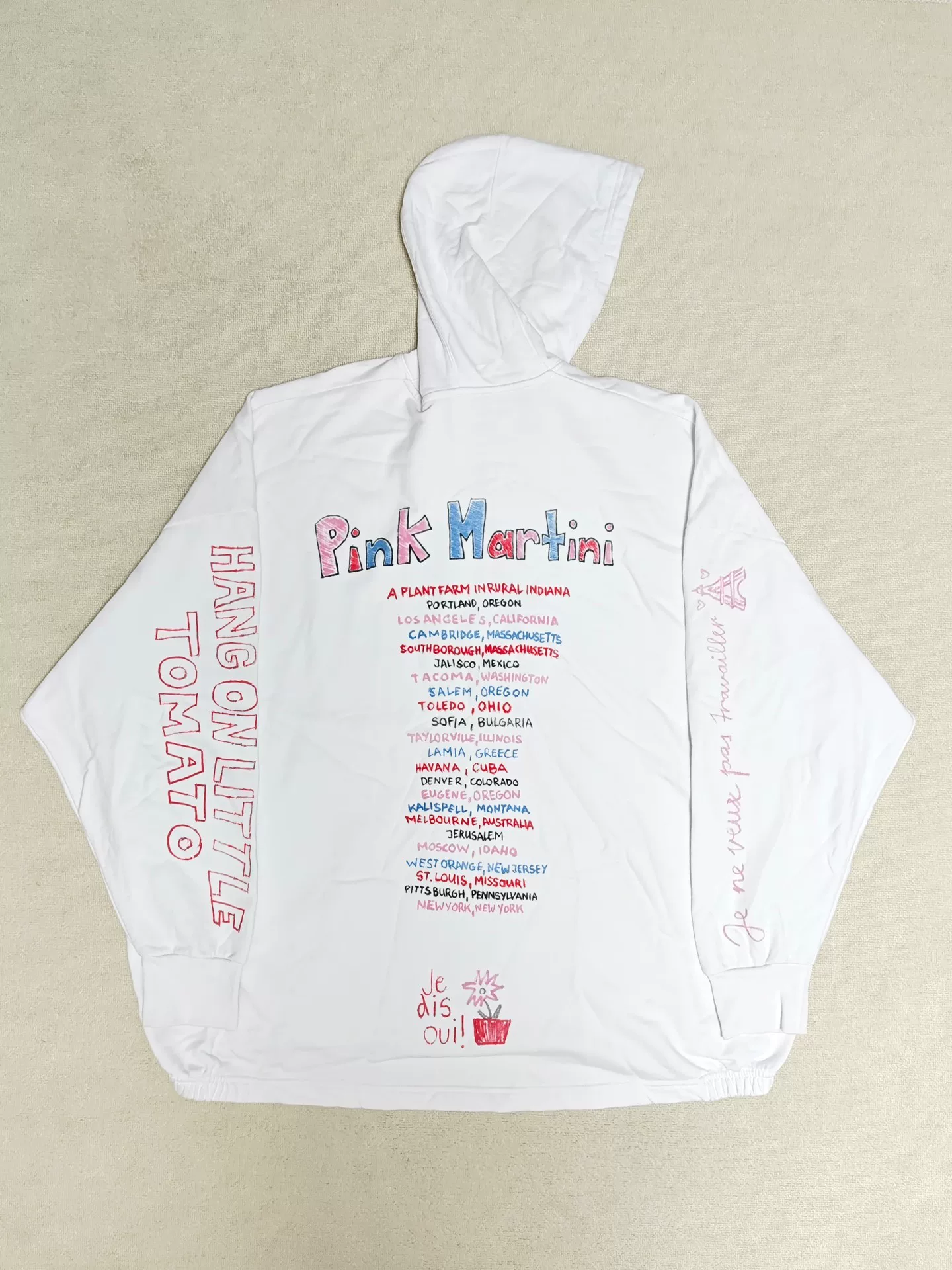 Balenciaga Pink Martini White Hoodie — detail