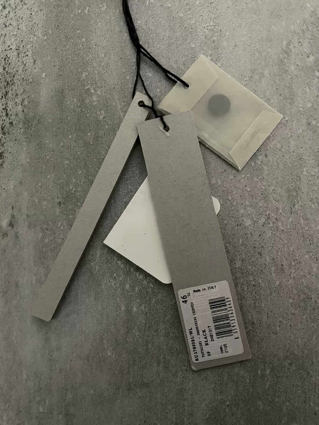 Rick Owens Black Cropped Drawstring Pants — back
