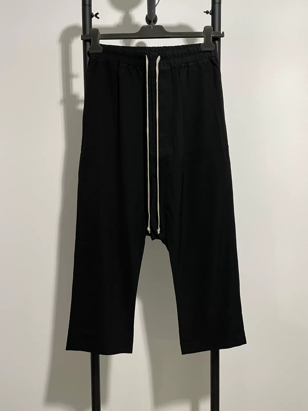 Rick Owens Black Cropped Drawstring Pants