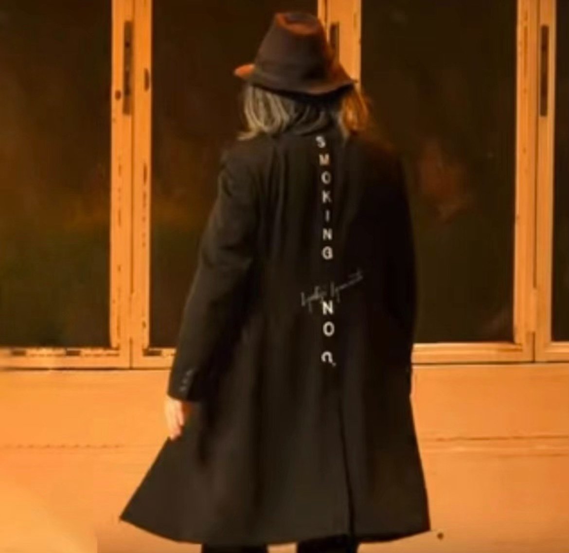Yohji Yamamoto Long Black Coat — label