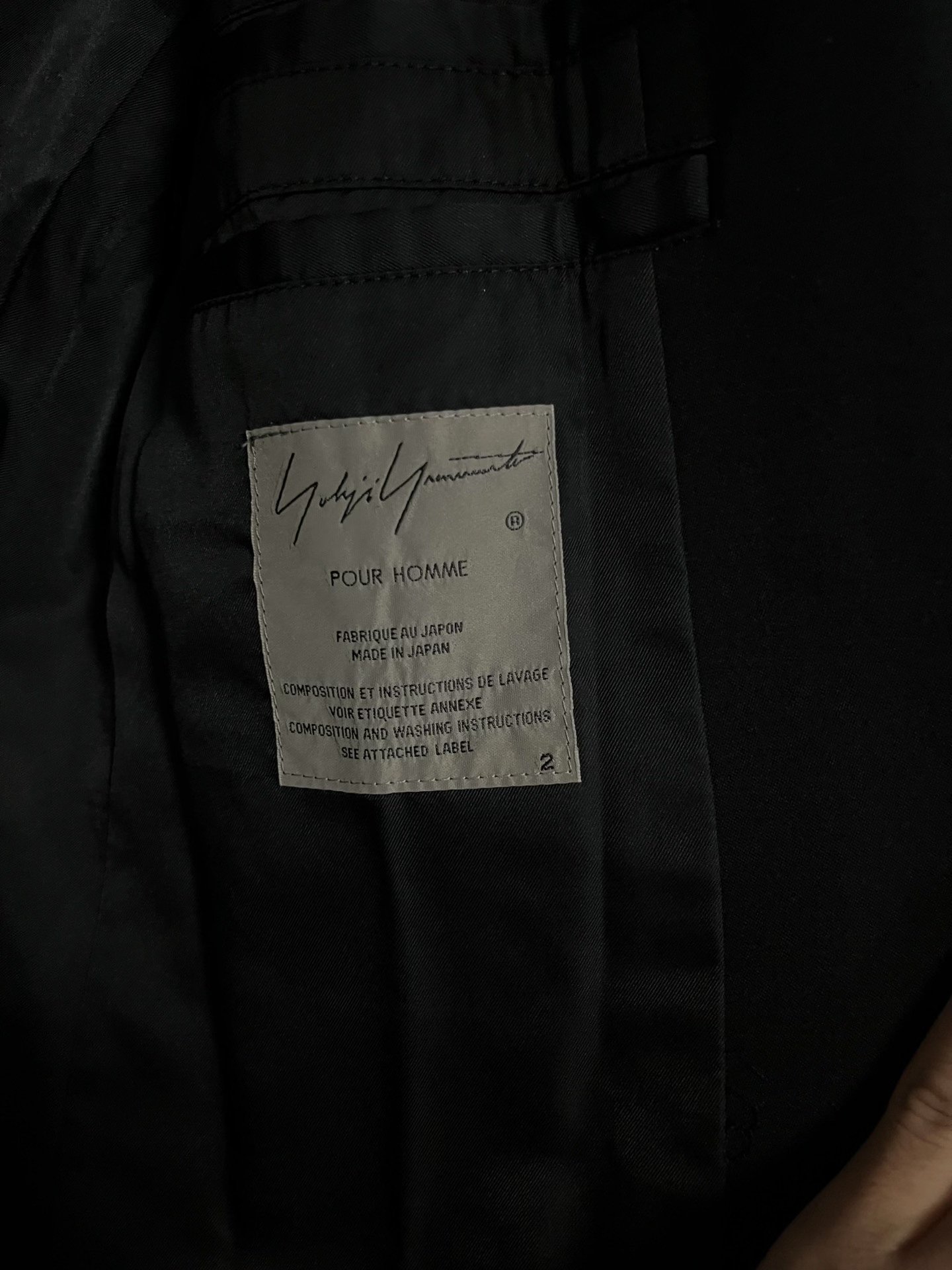 Yohji Yamamoto Long Black Coat — detail
