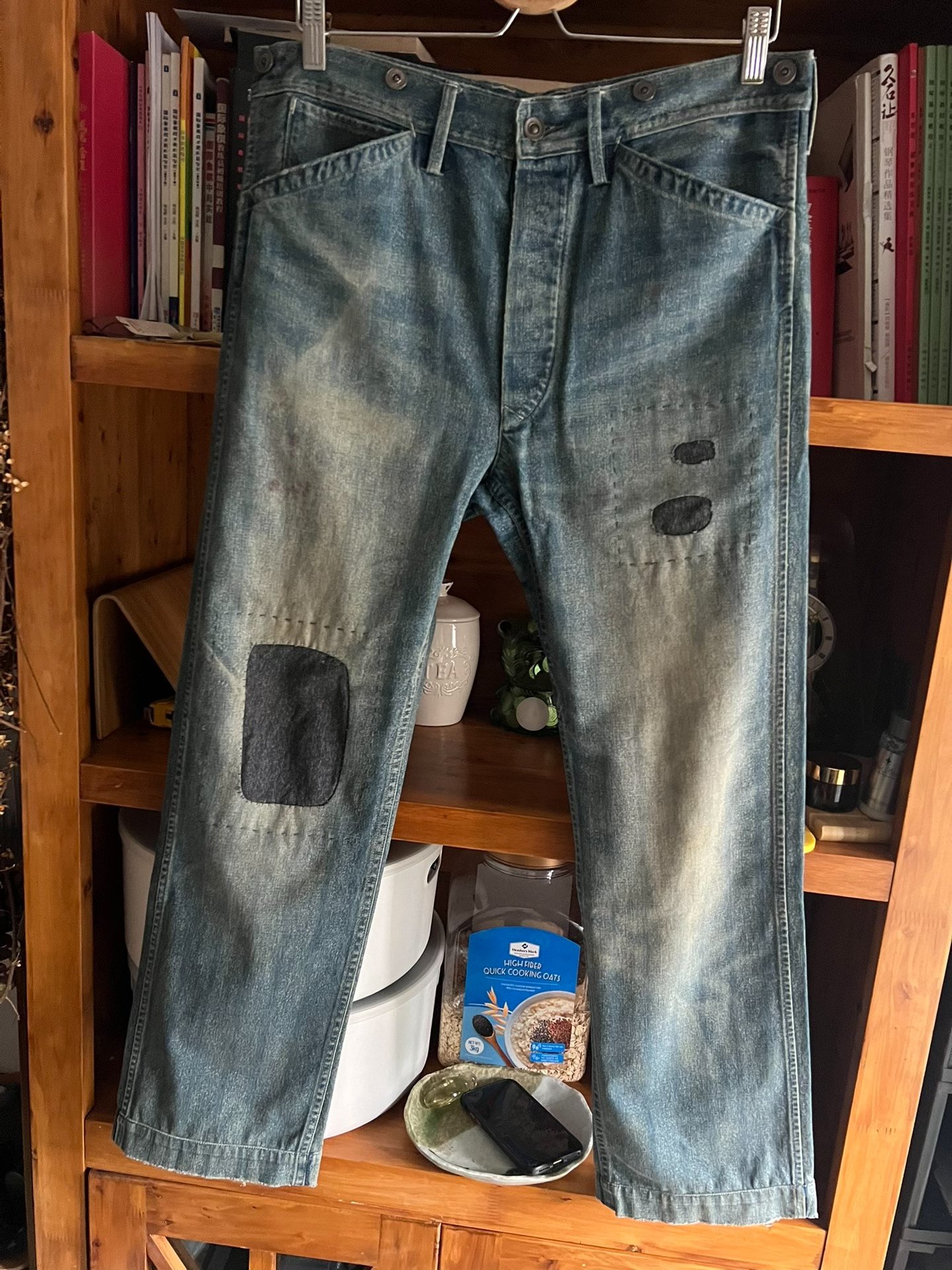 RRL Double RL Railway Worker Patch Work Pants — detail