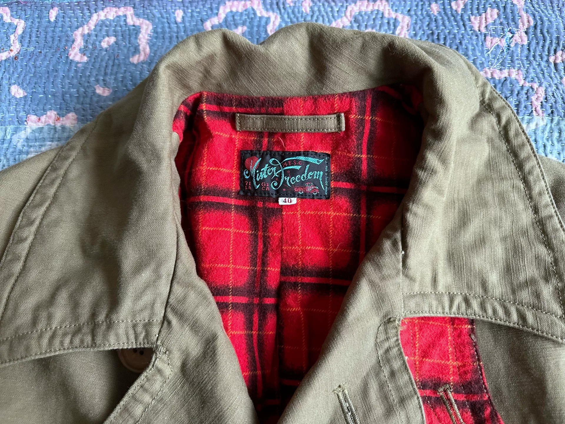 Mister Freedom Double-Breasted Olive Coat — detail