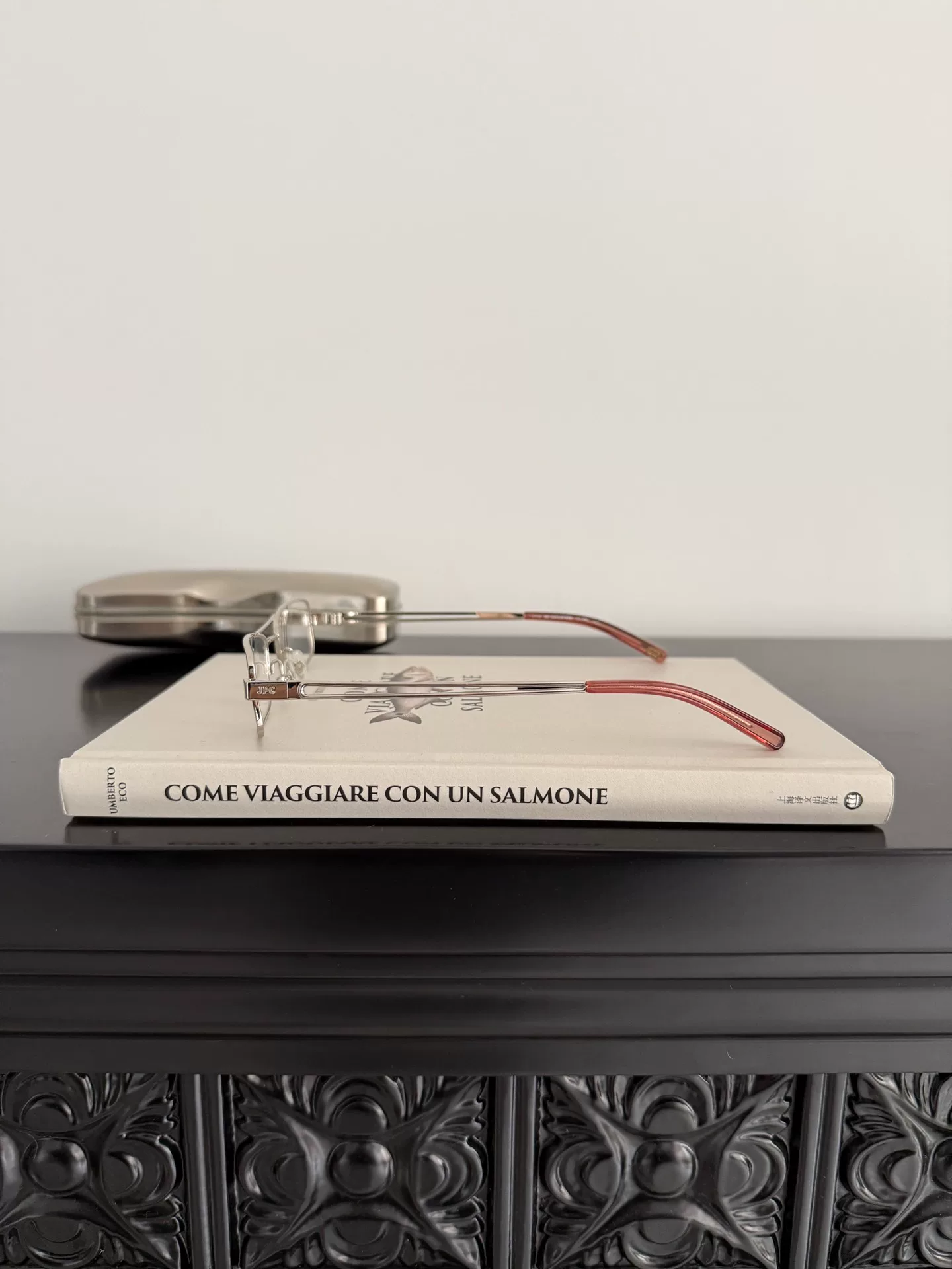 Jean Paul Gaultier Silver Red Temple Glasses — back