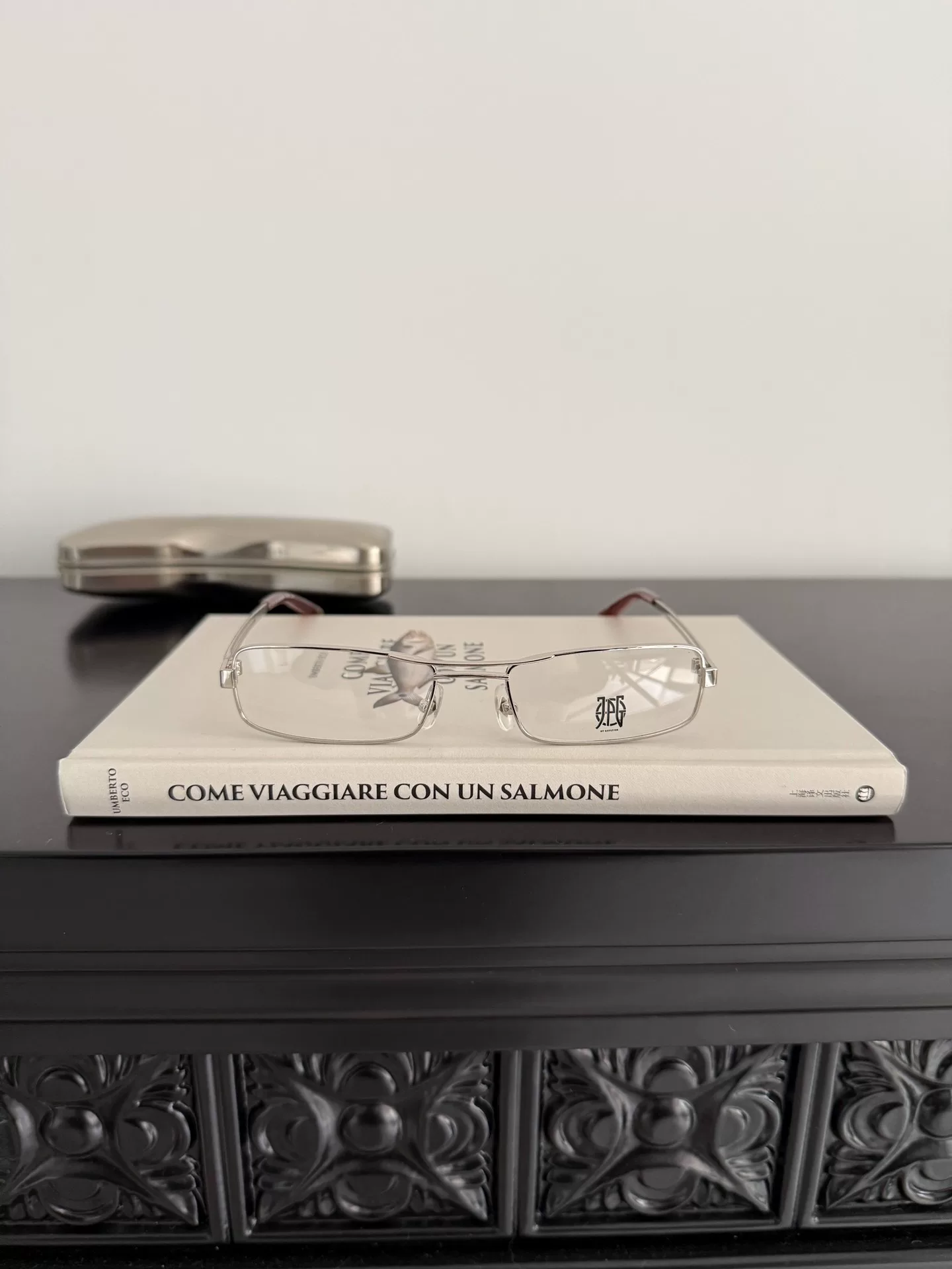Jean Paul Gaultier Silver Red Temple Glasses — front