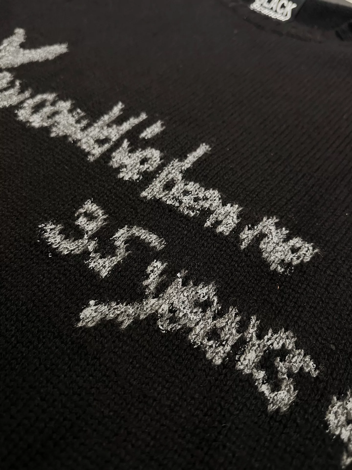 Yohji Yamamoto 19AW Paint Slogan Wool Top — detail