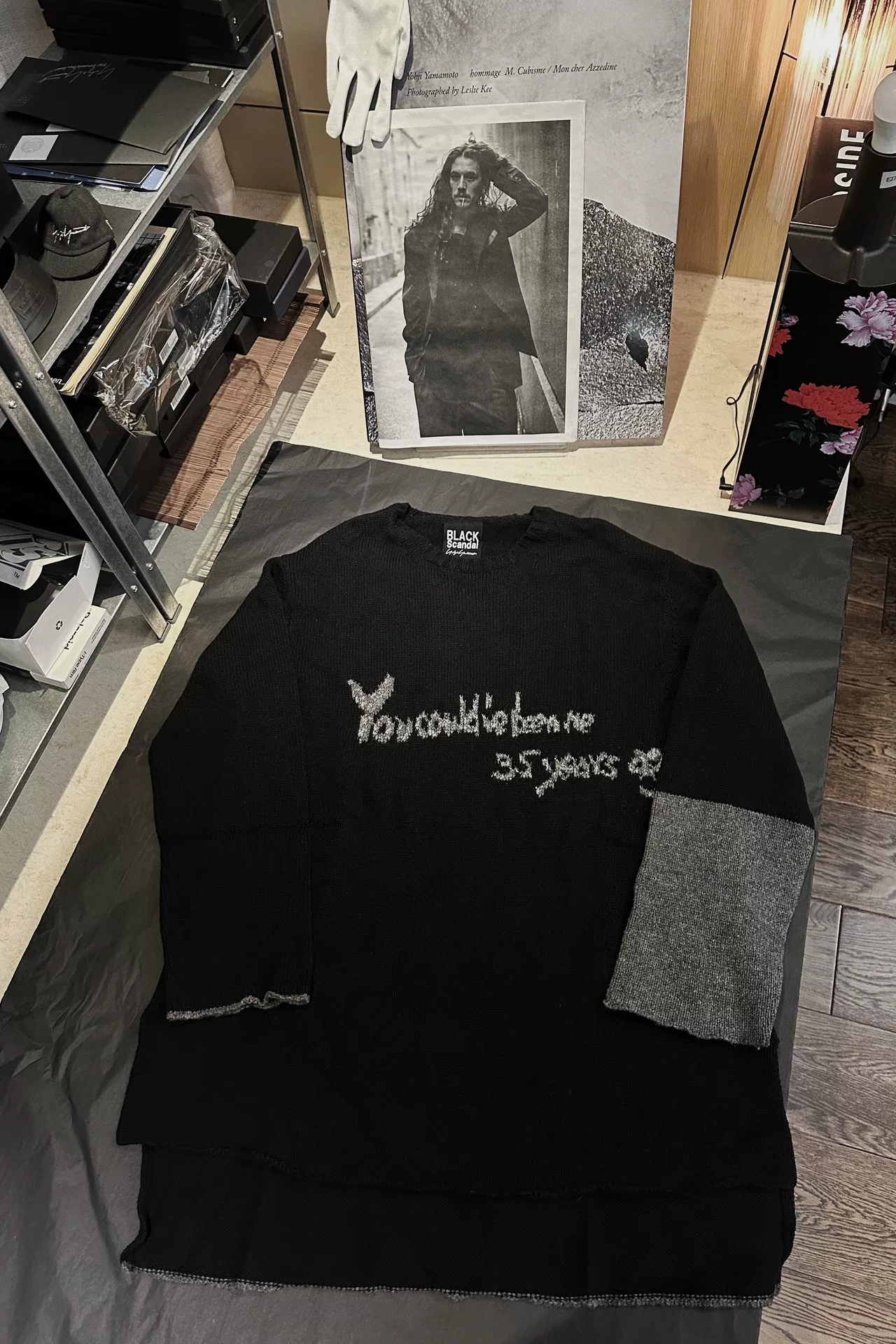 Yohji Yamamoto 19AW Paint Slogan Wool Top — front
