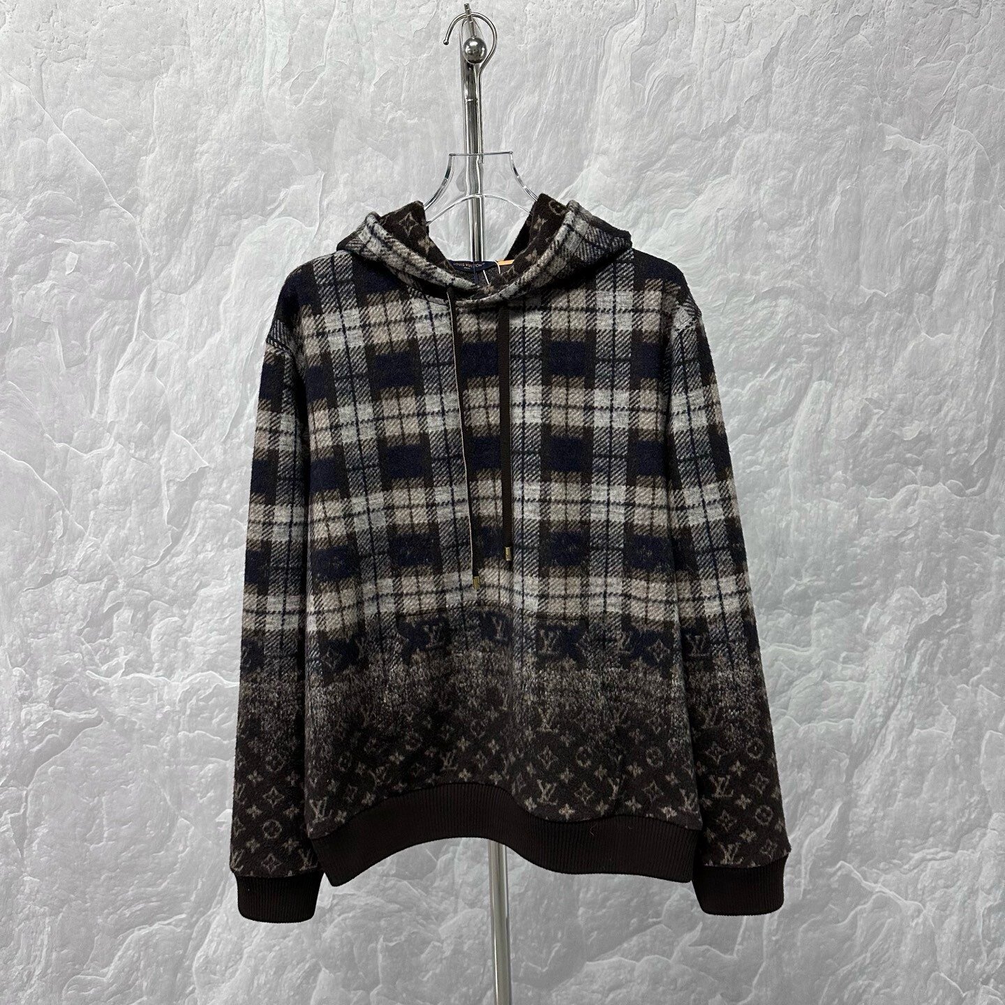 Louis Vuitton SS26 Checked Hooded Wool Sweater XL