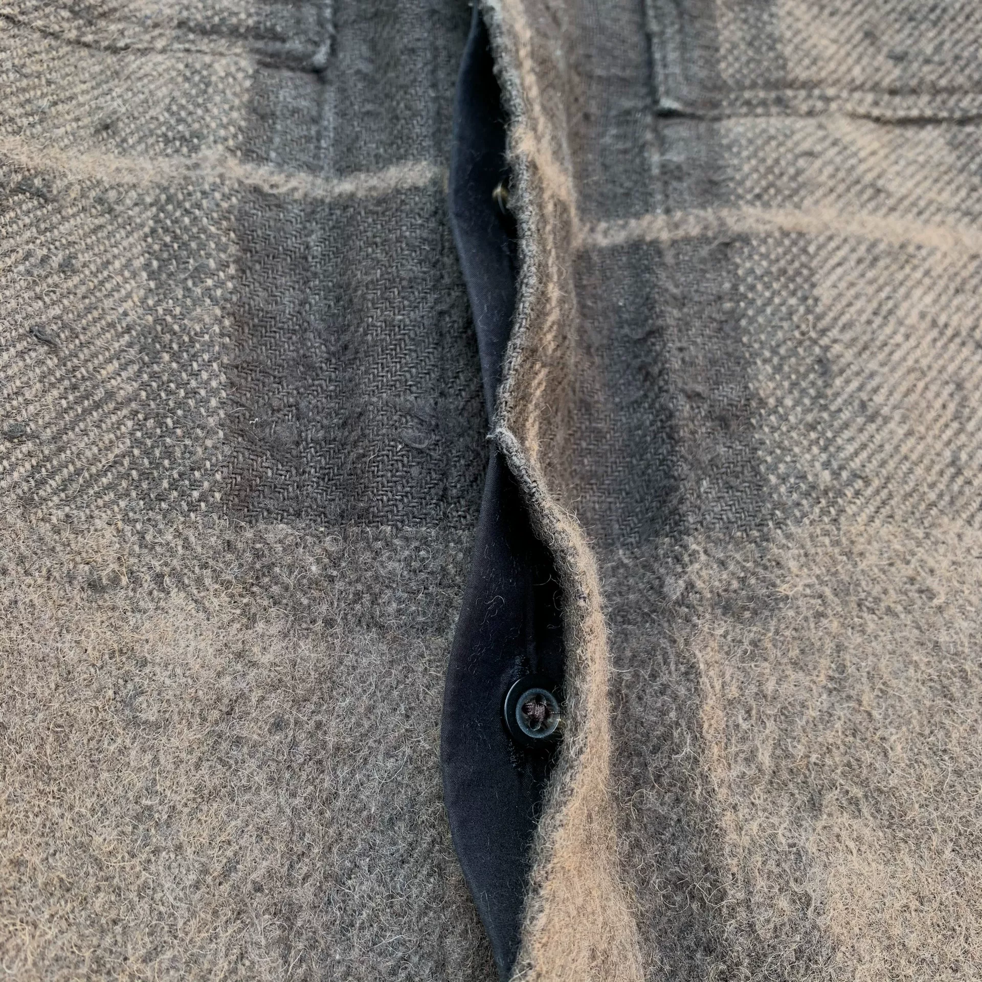 Rick Owens Brown Plaid Wool Shirt — front