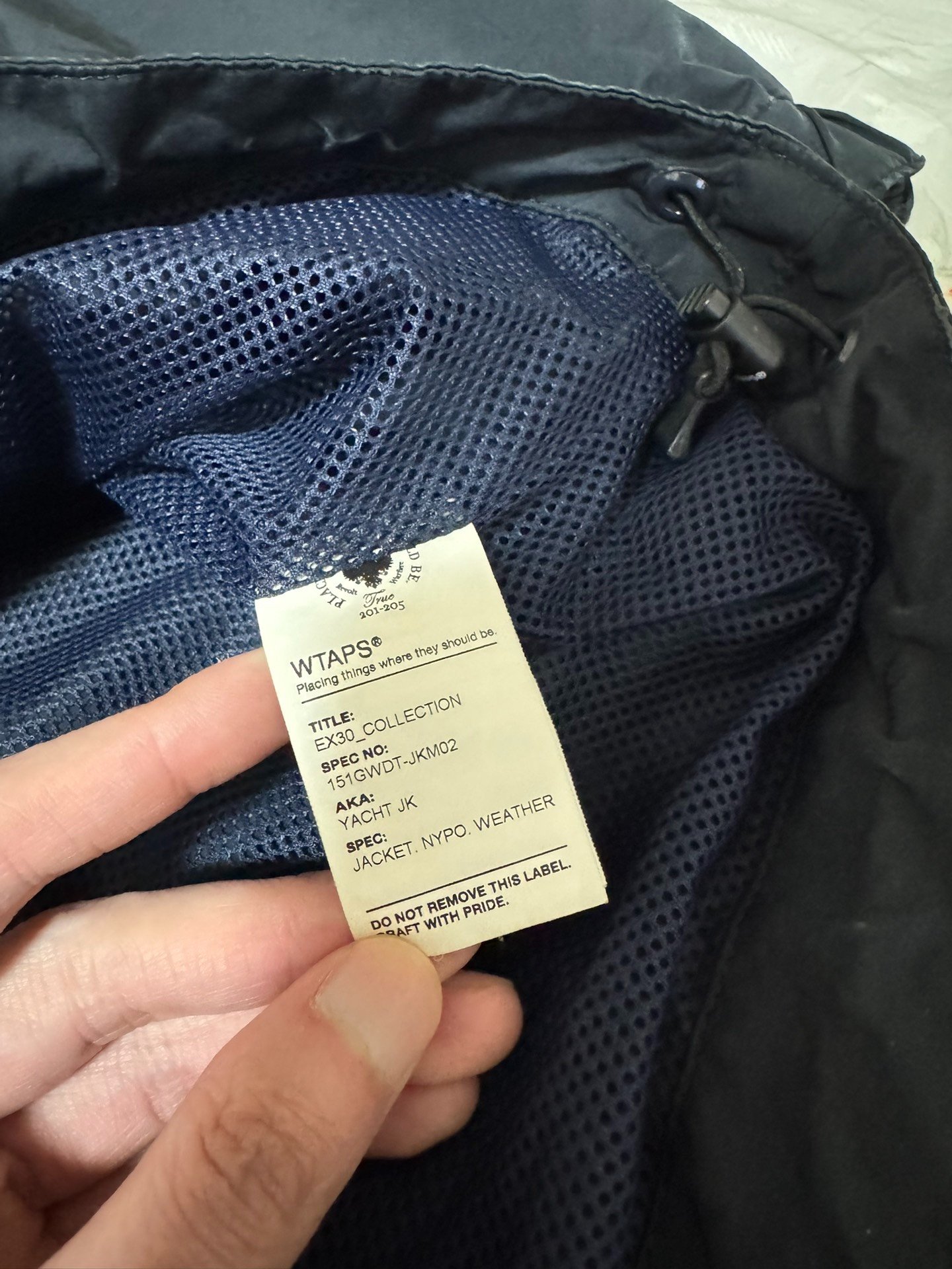 WTAPS 15SS Half-Zip Waterproof Jacket — label