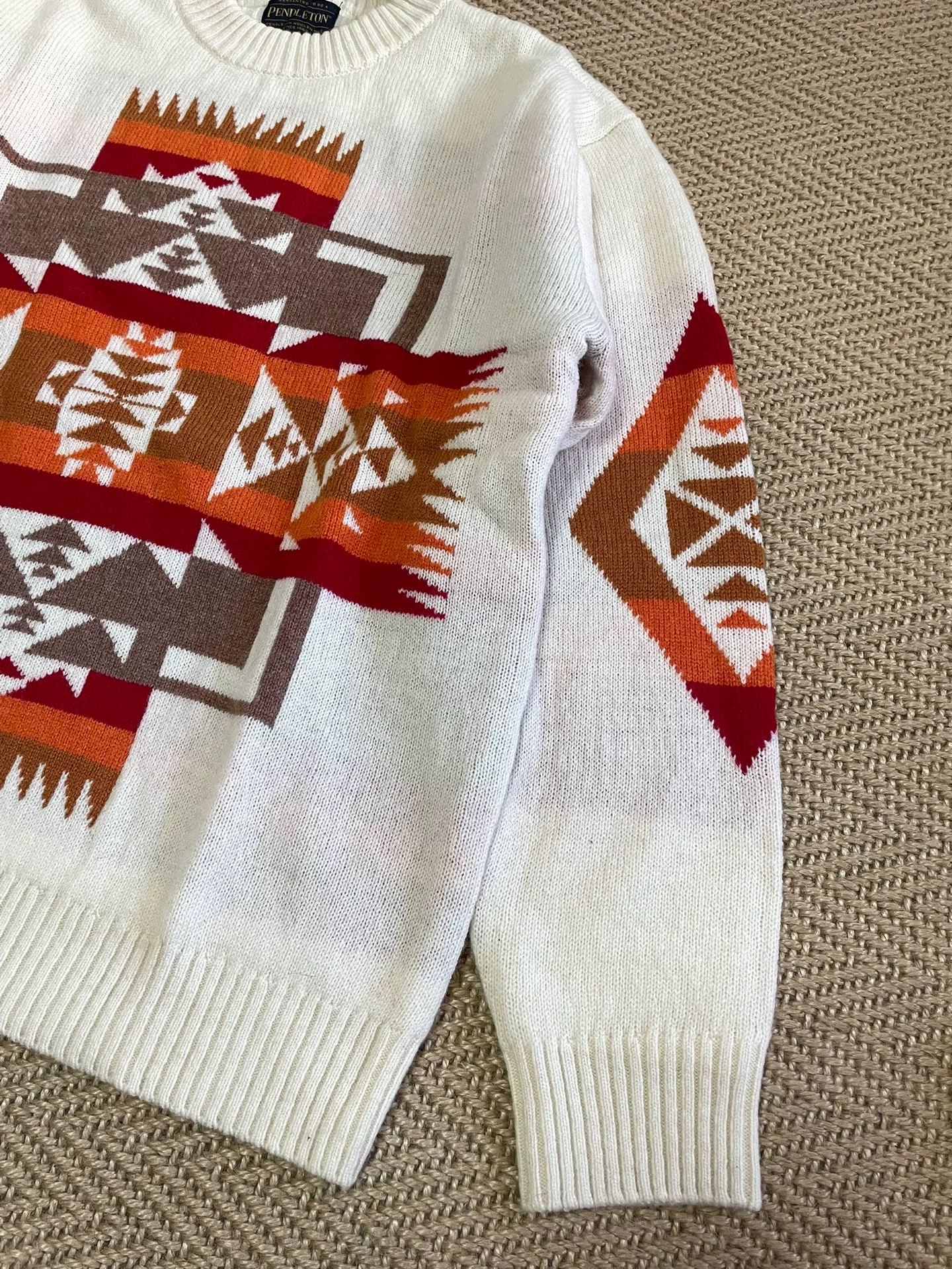 PENDLETON Wool Blend Ethnic Pattern Pullover — back