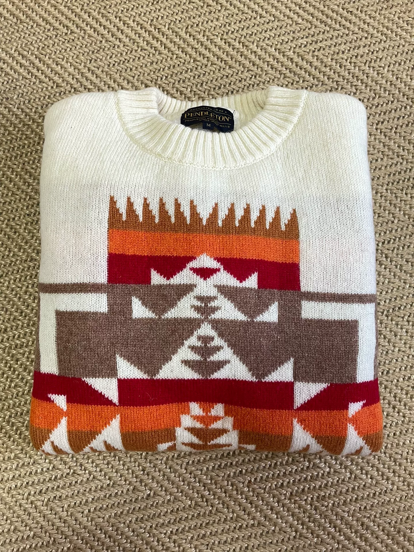 PENDLETON Wool Blend Ethnic Pattern Pullover — detail