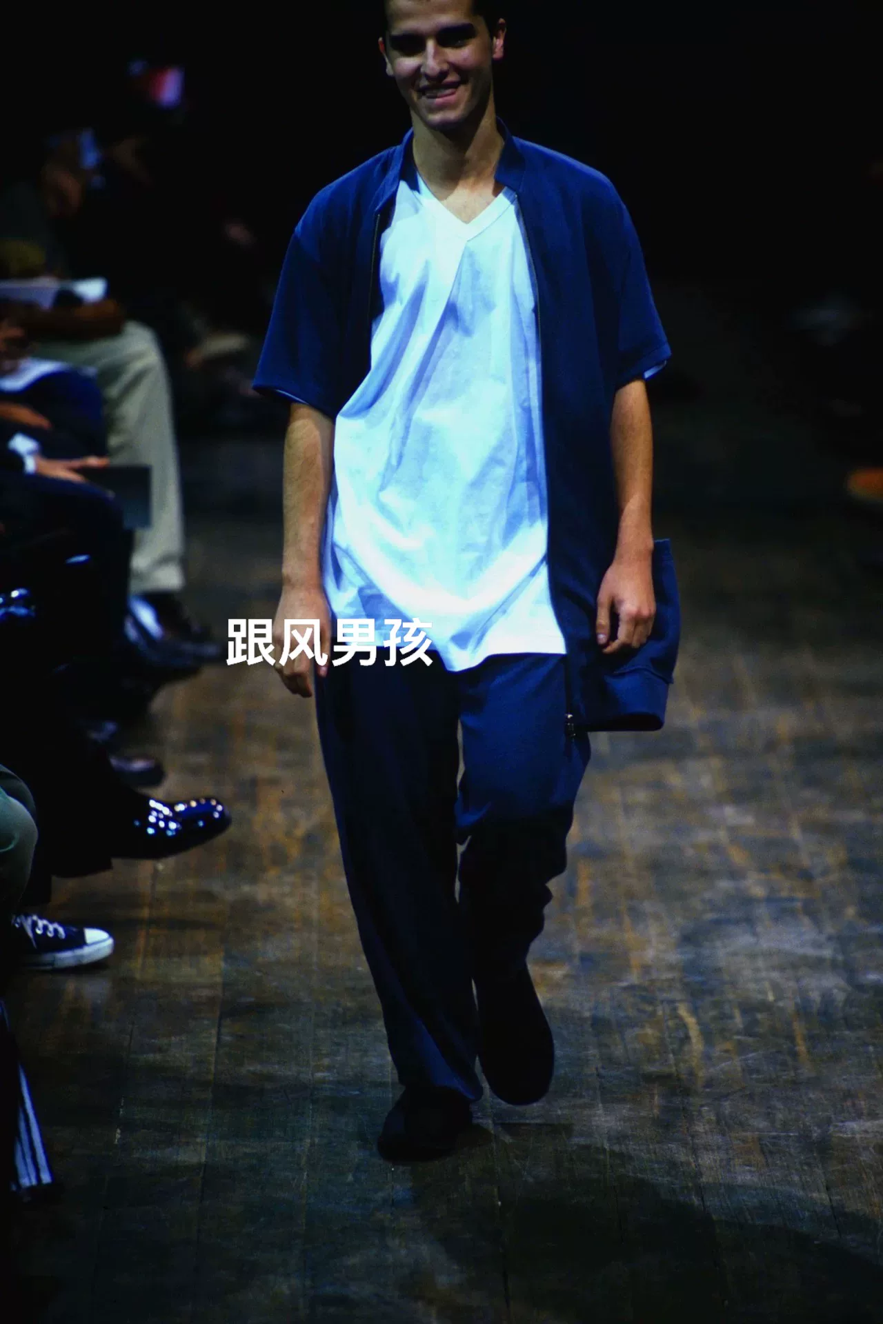 Yohji Yamamoto 98ss Haze Blue Short-Sleeve Jacket — detail