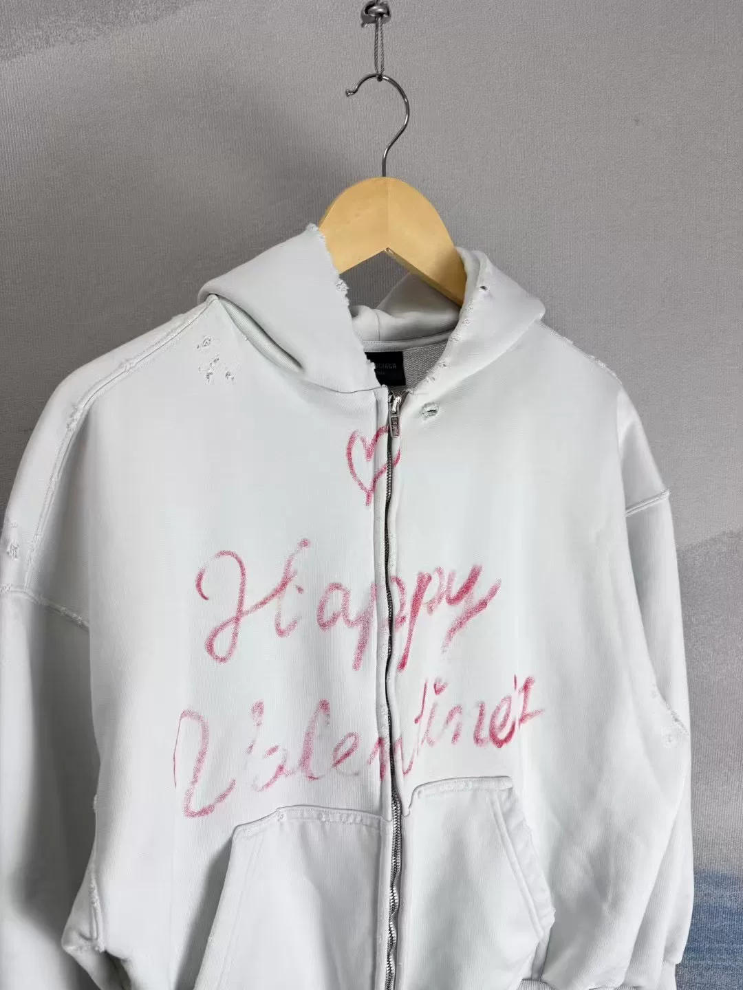Balenciaga Qixi Limited White Graffiti Zip Hoodie — front