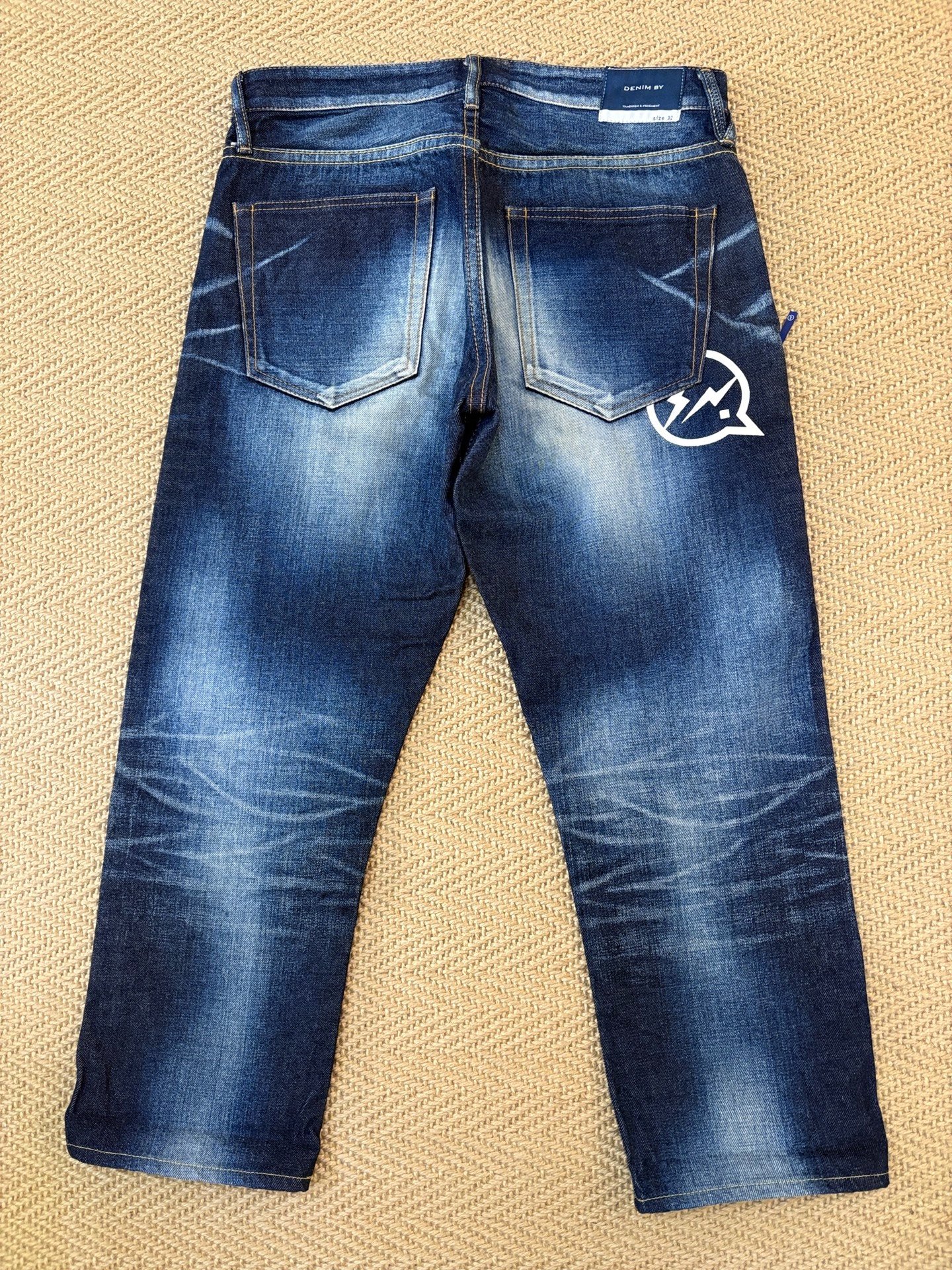 Denim by Vanquish & Fragment Washed Cropped Jeans — front