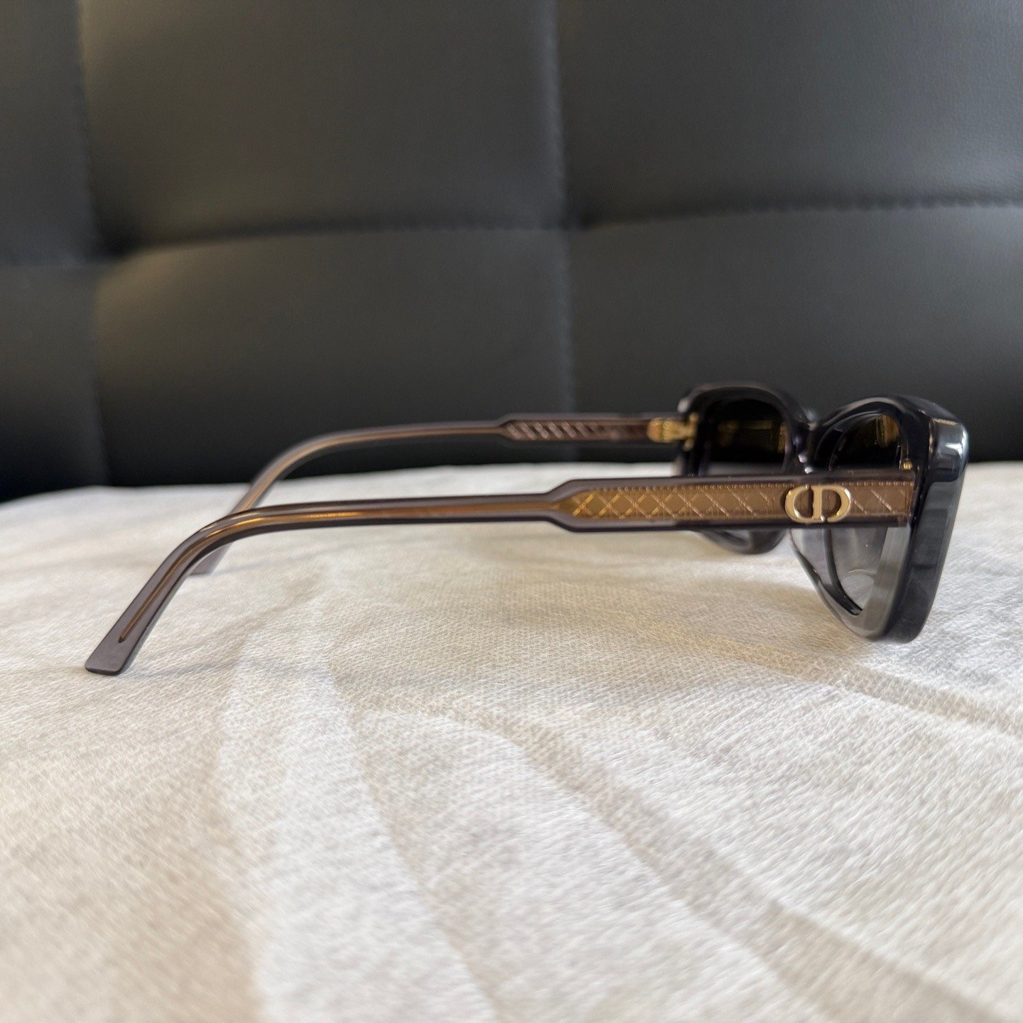 Dior CD Logo Rectangular Black Sunglasses — label