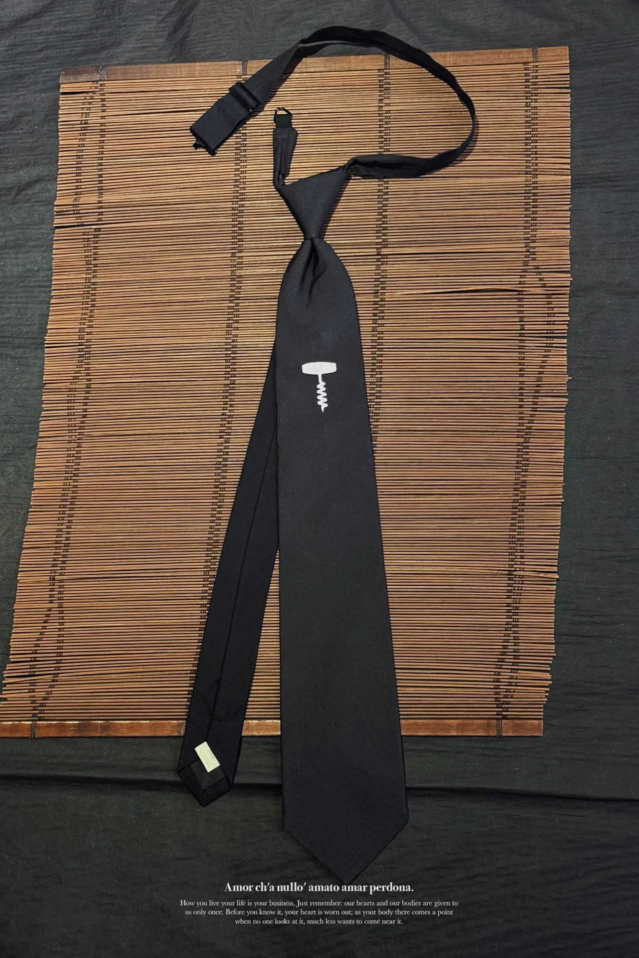 Yohji Yamamoto 80s Slim Bottle Opener Tie — back