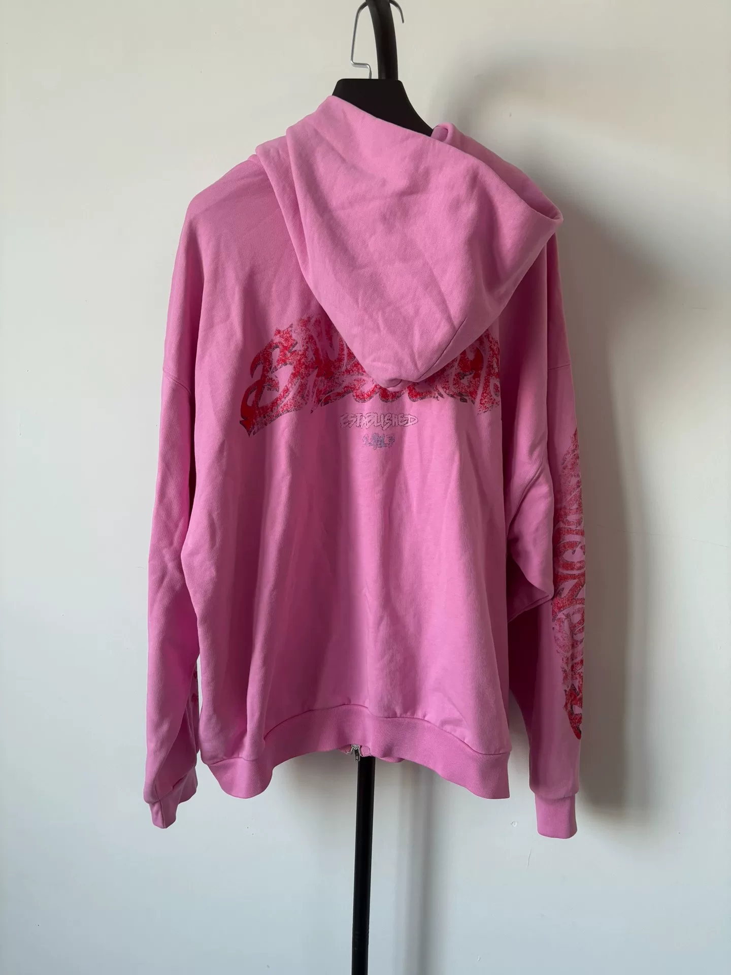 Balenciaga Red Flame Zip-Up Hoodie — front