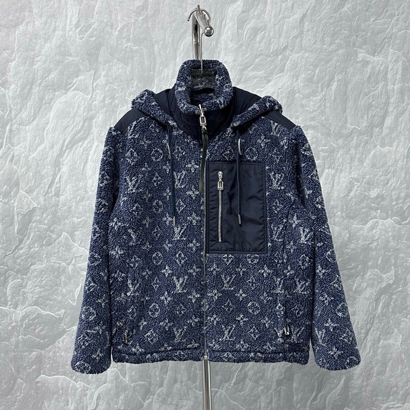 Louis Vuitton SS26 Ski Monogram Hooded Teddy Coat — front