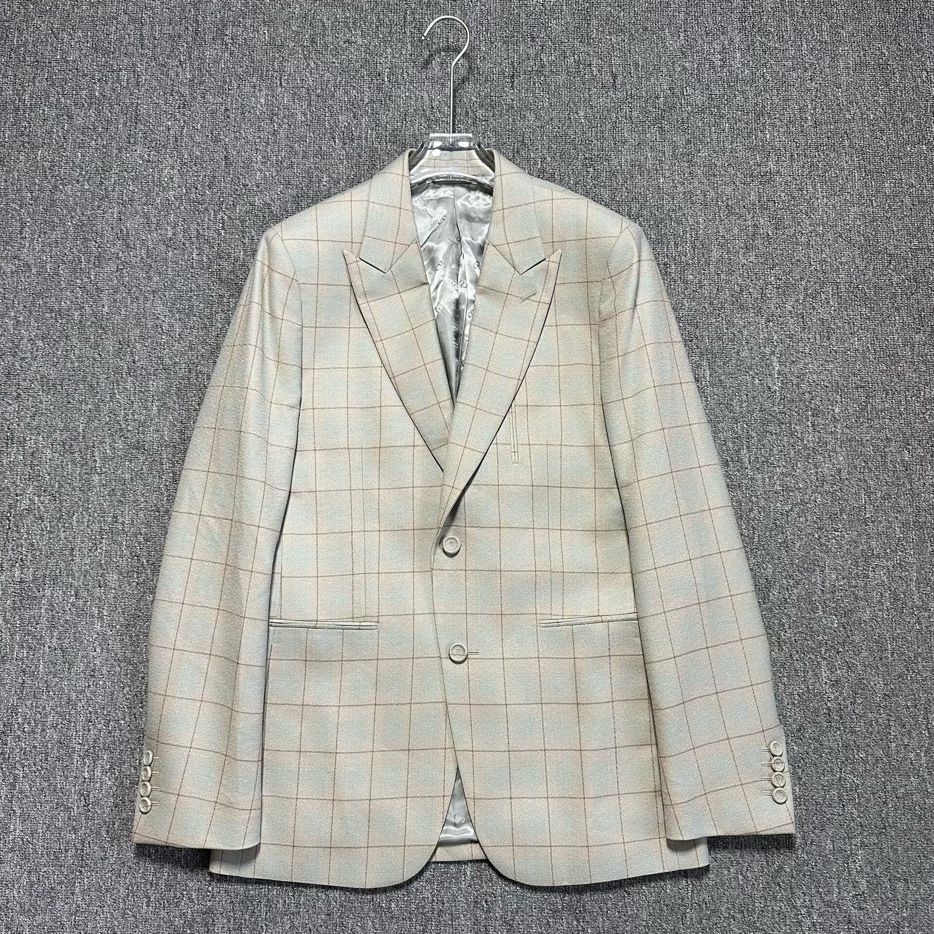 Dior 23FW Beige Grid Wool Suit