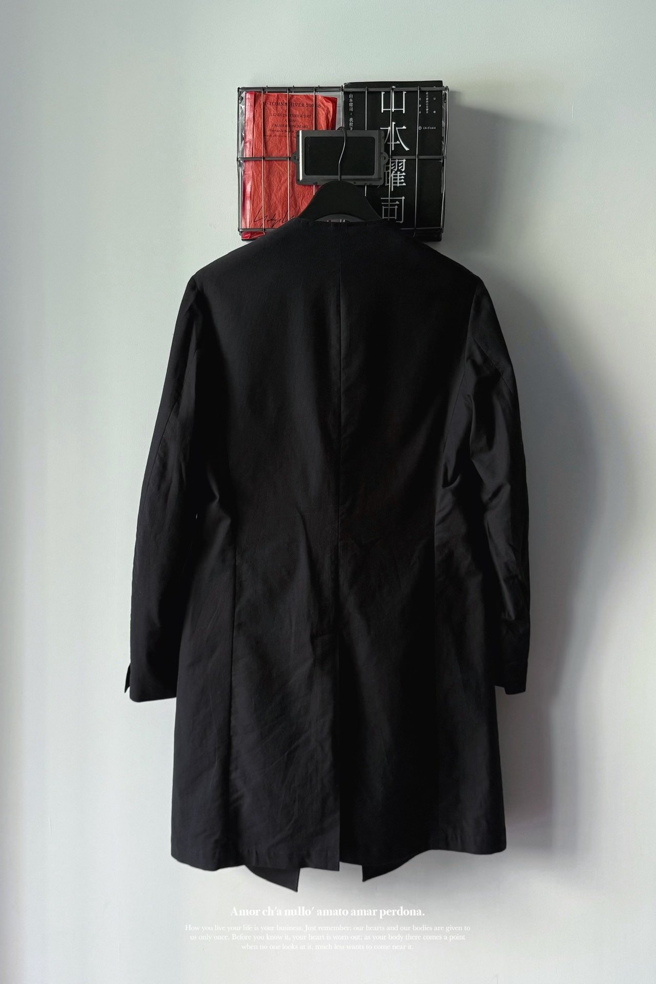Yohji Yamamoto Collarless Minimal Coat — back