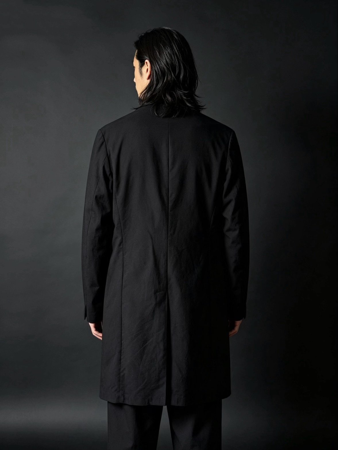 Yohji Yamamoto Collarless Minimal Coat — label