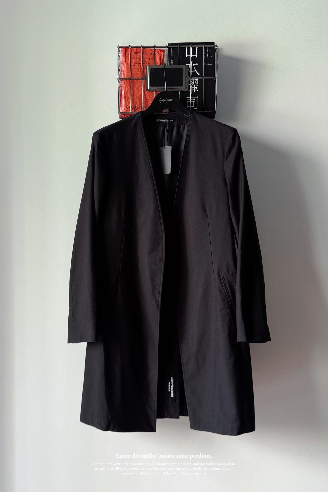 Yohji Yamamoto Collarless Minimal Coat — front