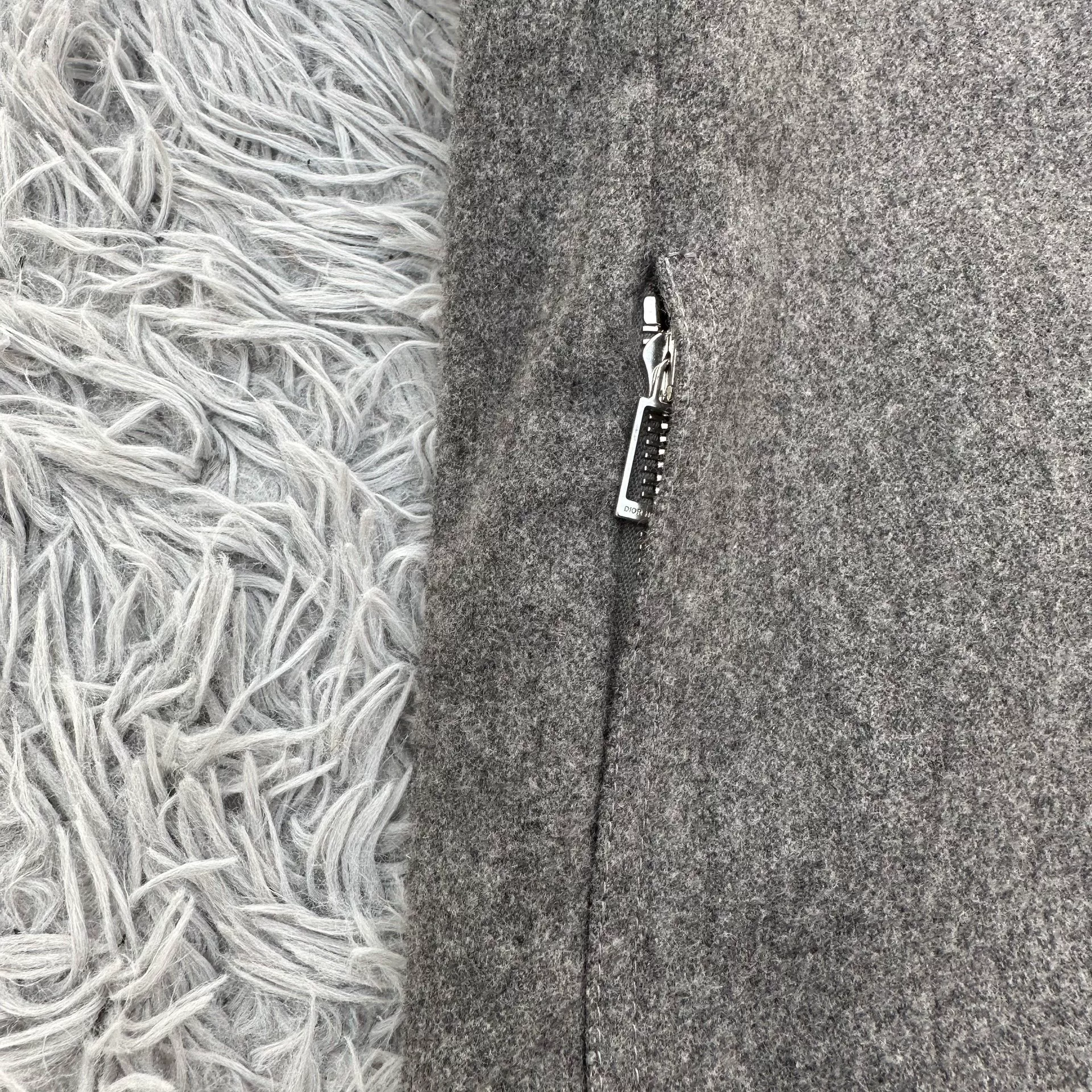 Dior Homme Gray Wool Biker Jacket — back