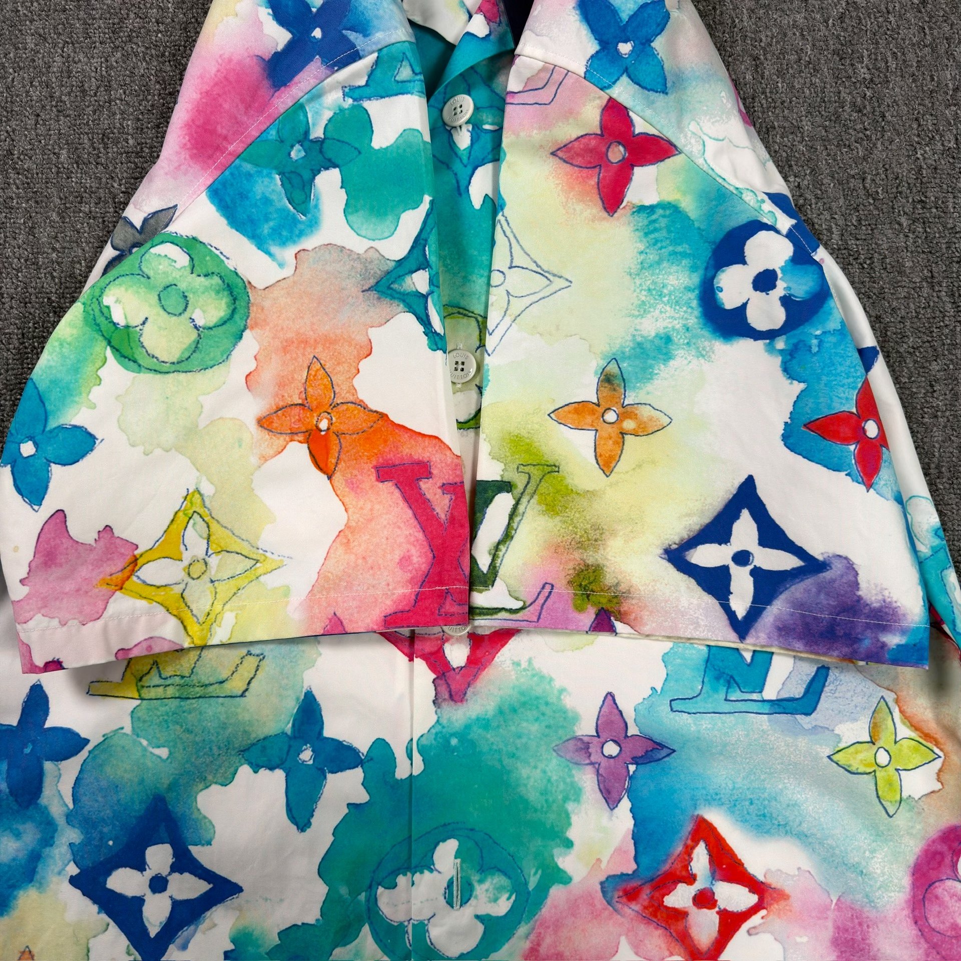 Louis Vuitton Watercolor Logo Short-Sleeve Shirt — back