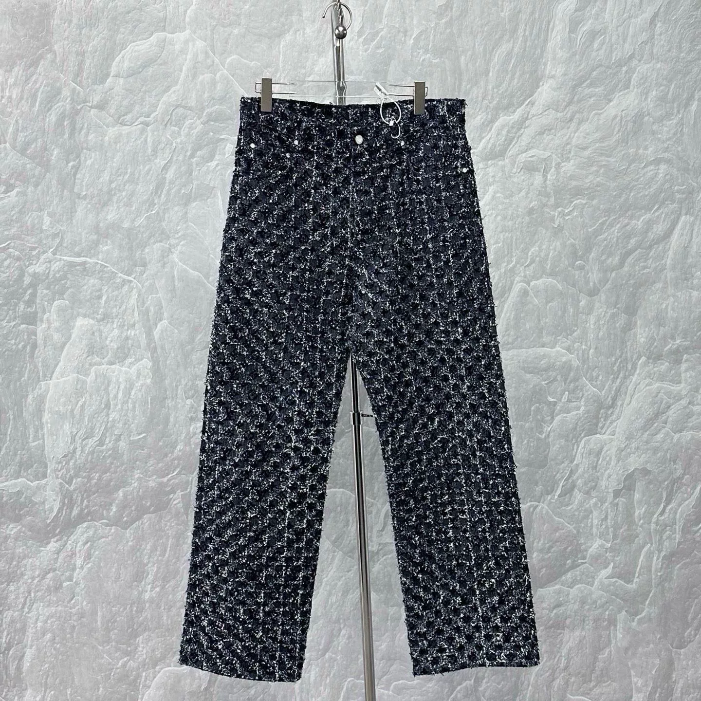 Louis Vuitton FW25 Flocked Print Denim Pants — front
