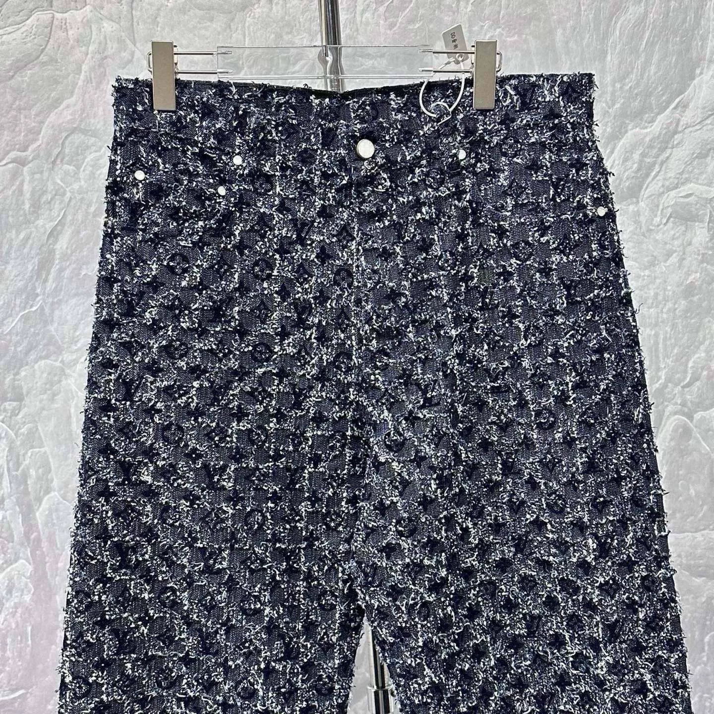 Louis Vuitton FW25 Flocked Print Denim Pants — detail