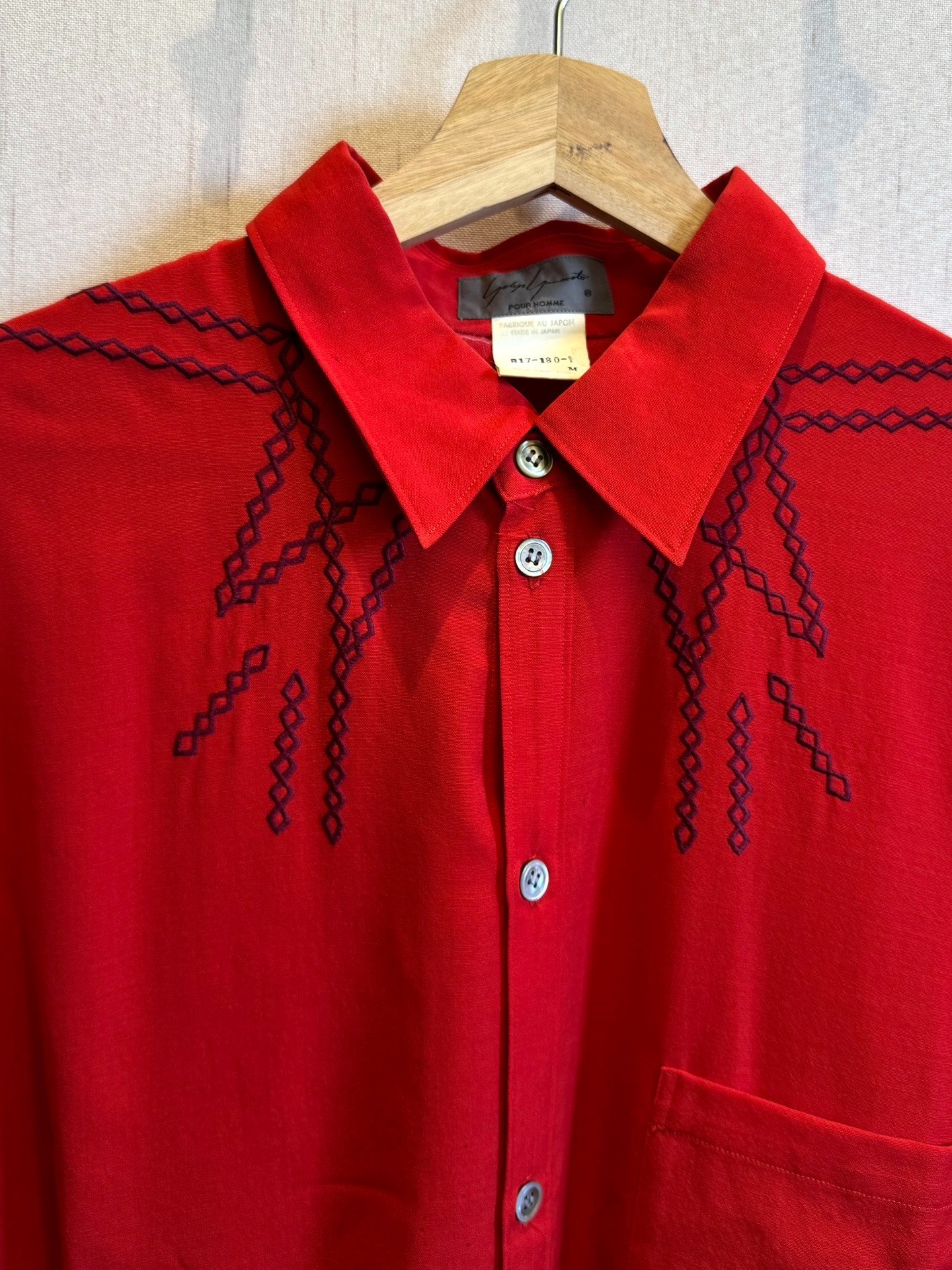Yohji Yamamoto 88AW Sample Red Wool Shirt — front