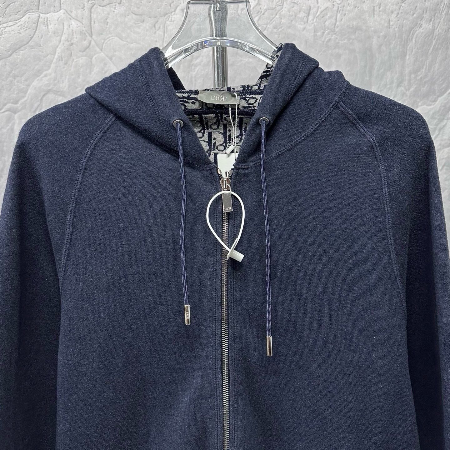 Dior Dark Blue Zip-Up Hoodie — front