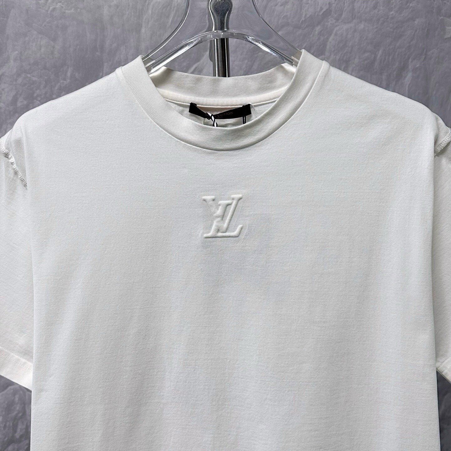 Louis Vuitton White Embossed Short Sleeve T-Shirt — front